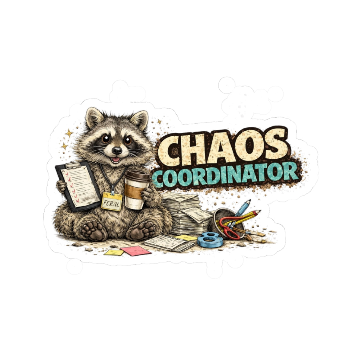 Chaos Coordinator Raccoon Stickers