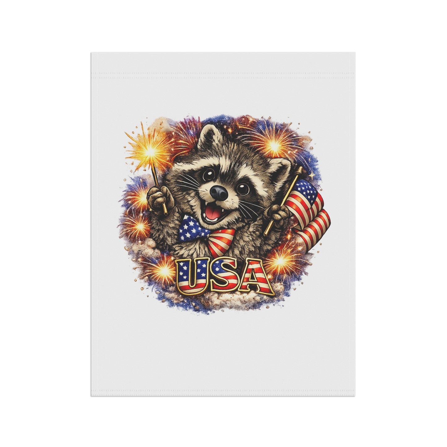 Patriotic Raccoon 250 Garden Flag — 4th of July House Banner