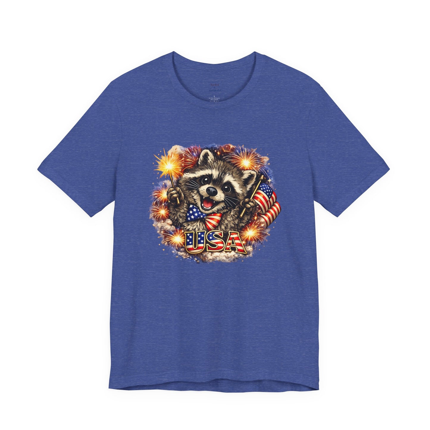 Patriot Raccoon 250th Anniversary T-Shirt — 4th of July Fireworks Flag Tee