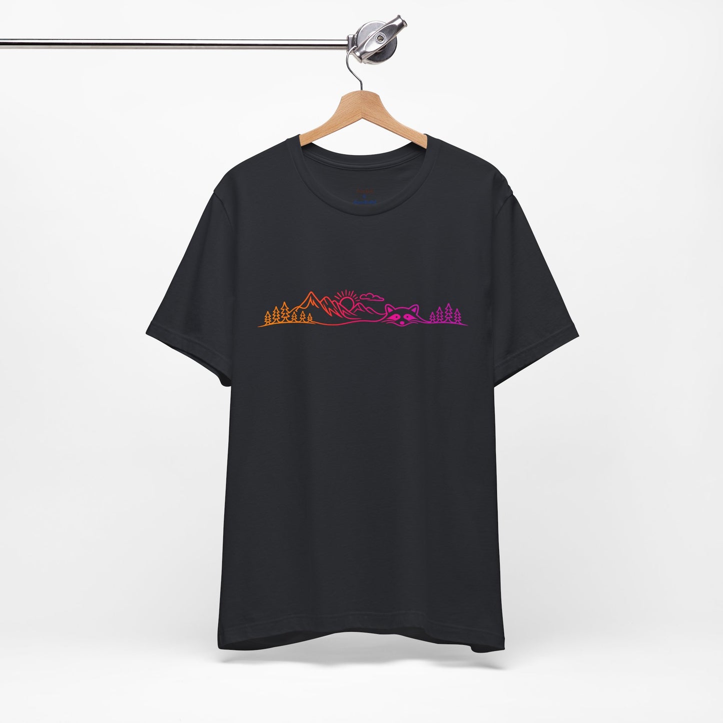 Raccoon Tee — Minimal Line Raccoon Scenic Graphic T-Shirt