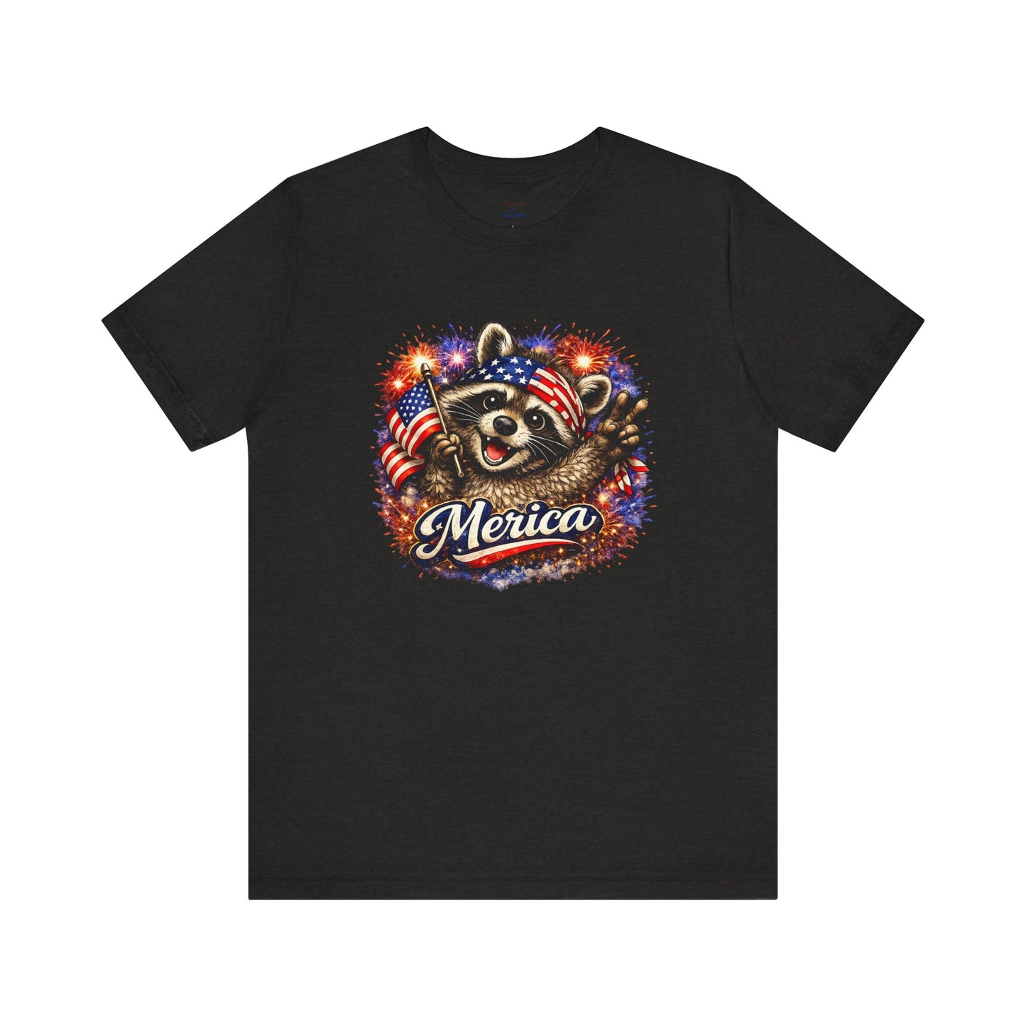 Patriot Raccoon 250th Anniversary T-Shirt — 4th of July Fireworks Flag Tee