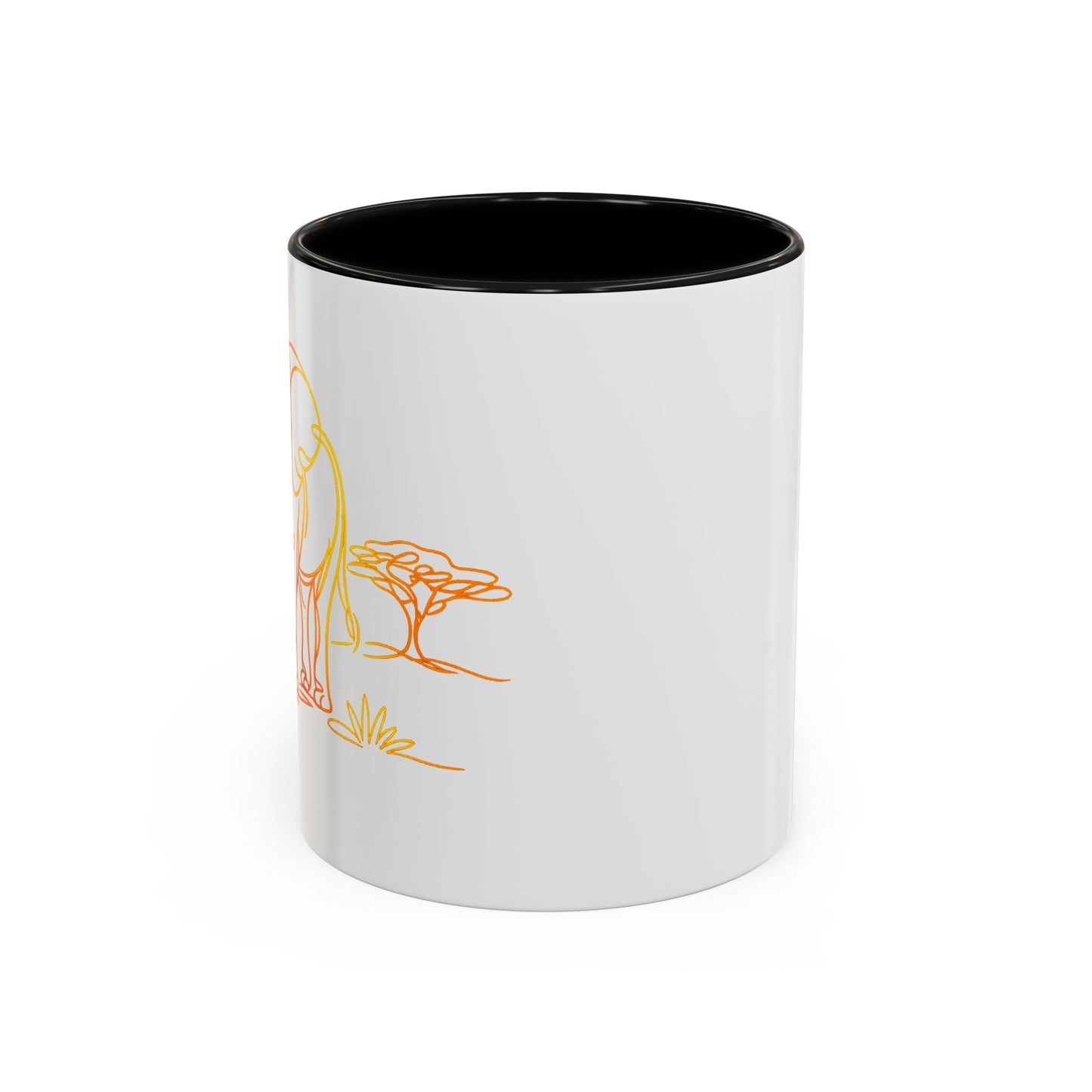 Safari Sunrise Coffee Mug — Minimal Line Elephant Design (11/15oz)