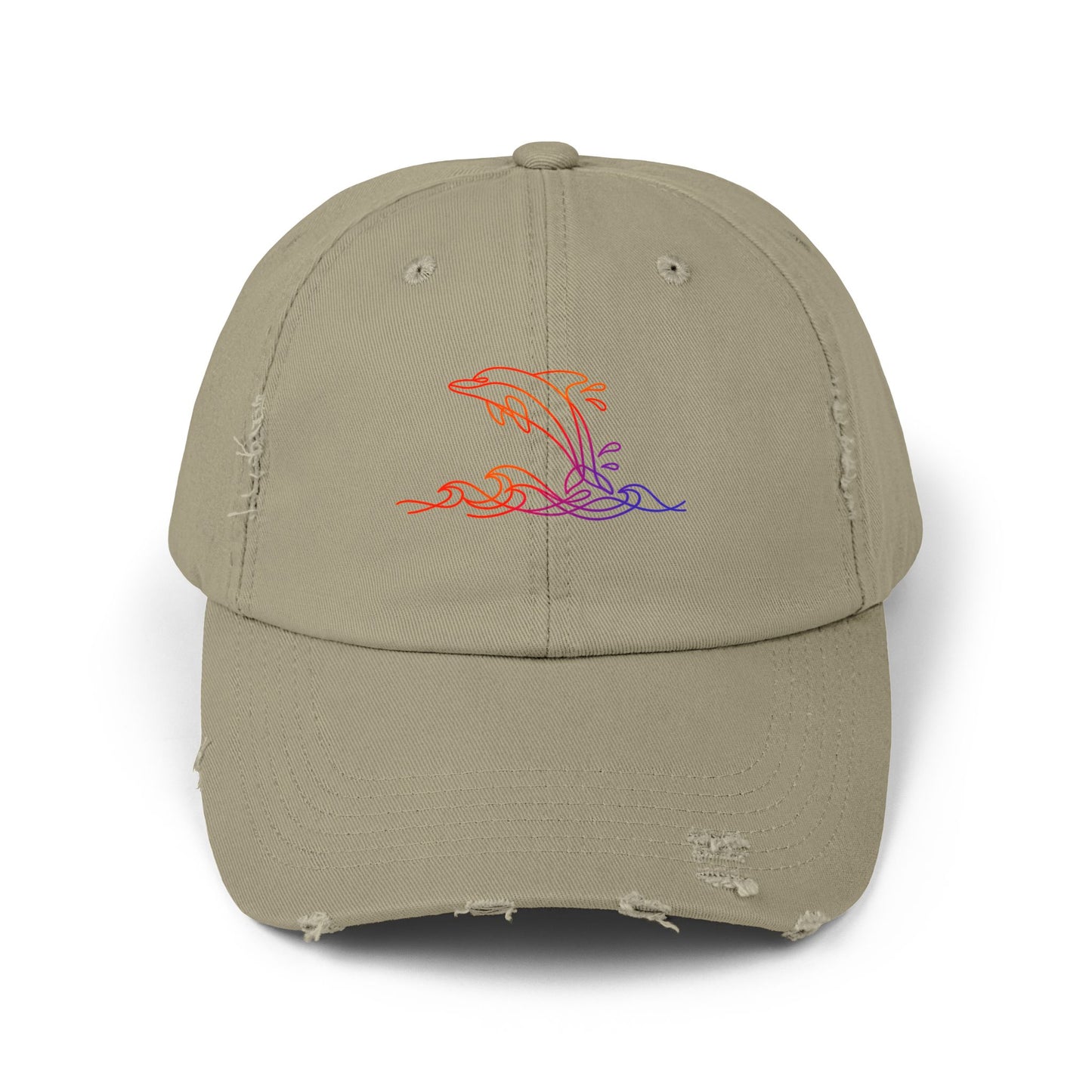 Sunset Splashing Dolphin | Distressed Cap