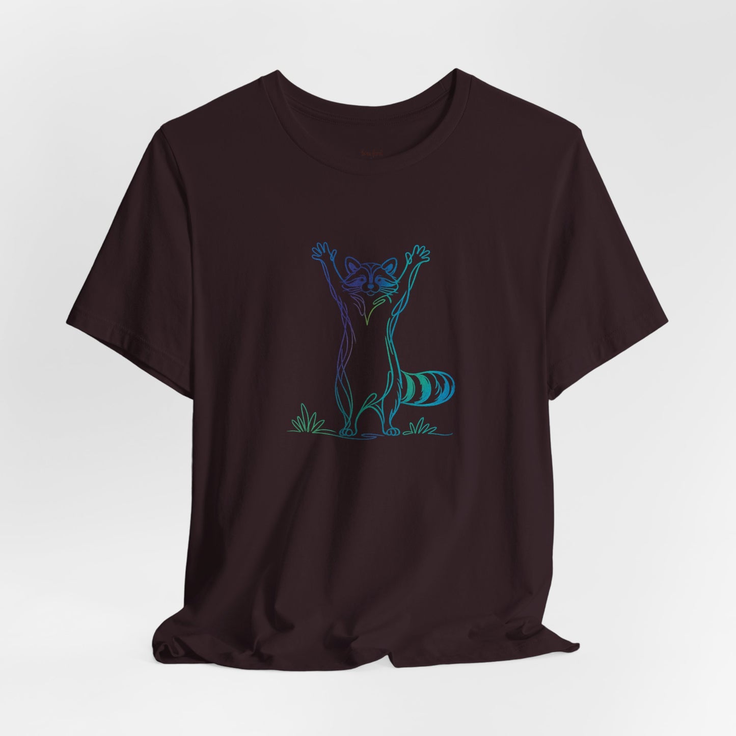 Raccoon Tee — Minimal Line Raccoon Scenic Graphic T-Shirt
