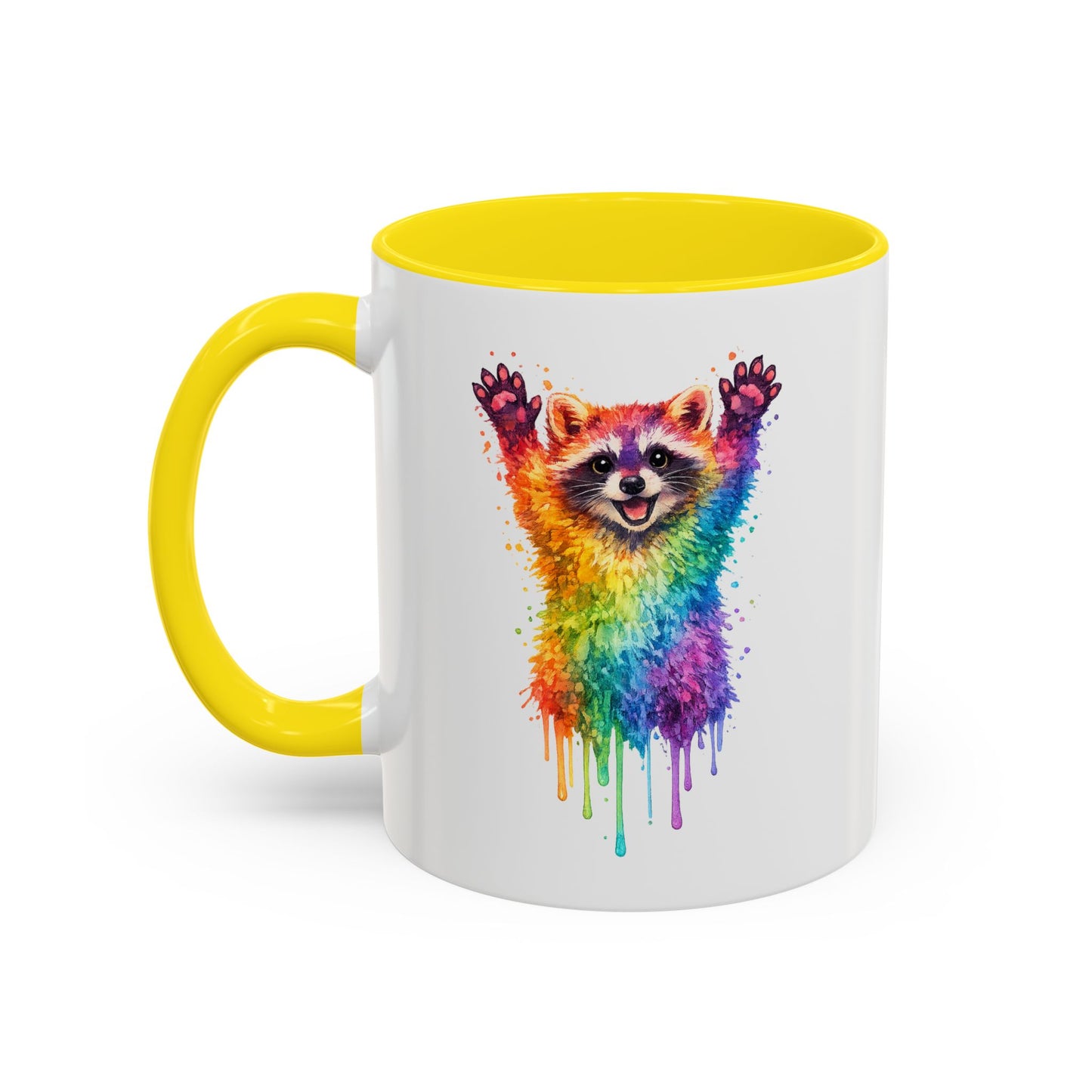 Cheerful Watercolor Raccoon Accent Coffee Mug