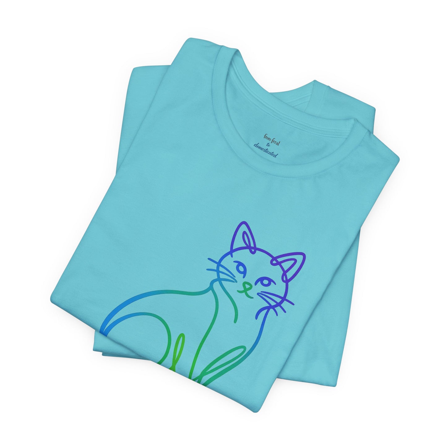Colorful Line-Work Sitting Cat T-Shirt