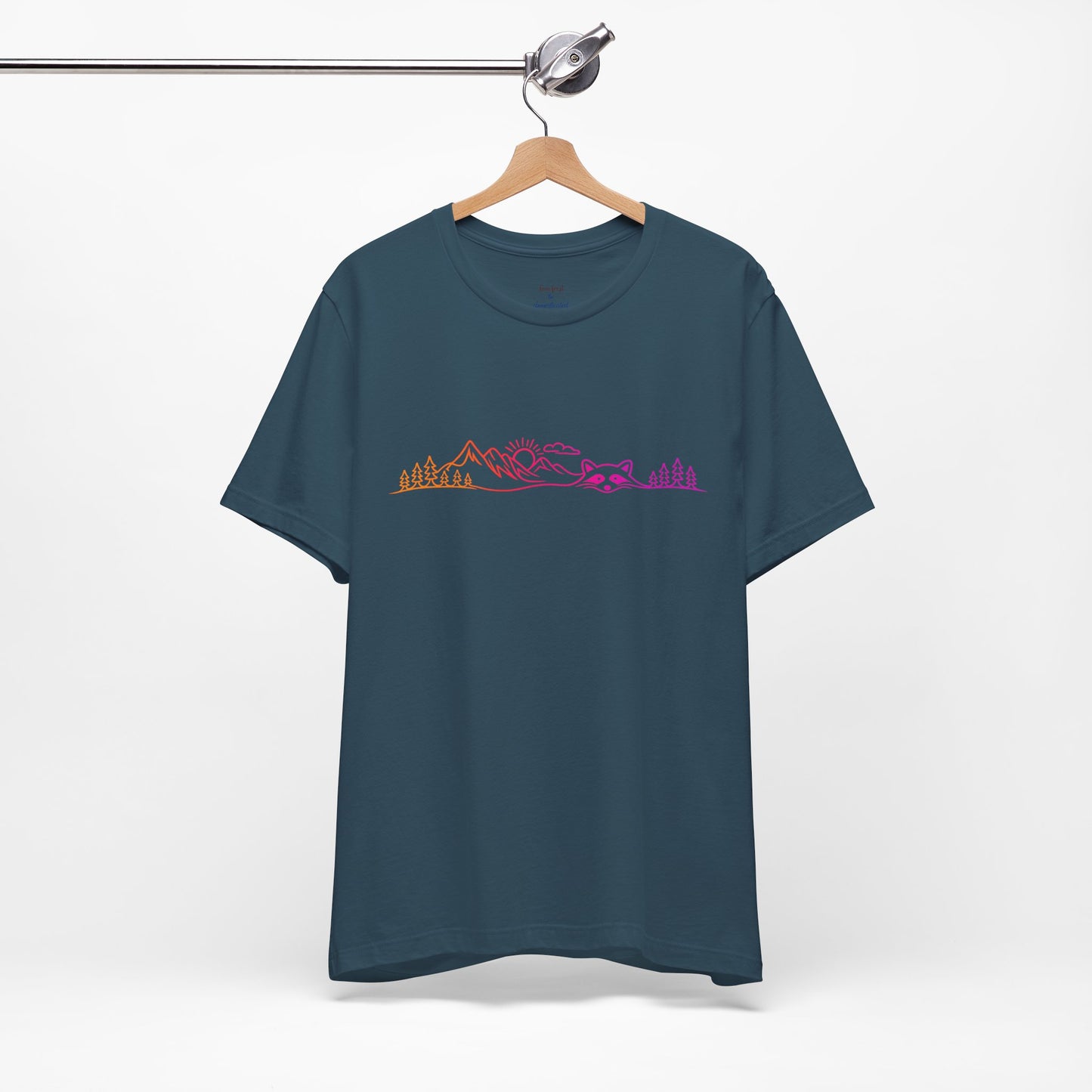 Raccoon Tee — Minimal Line Raccoon Scenic Graphic T-Shirt