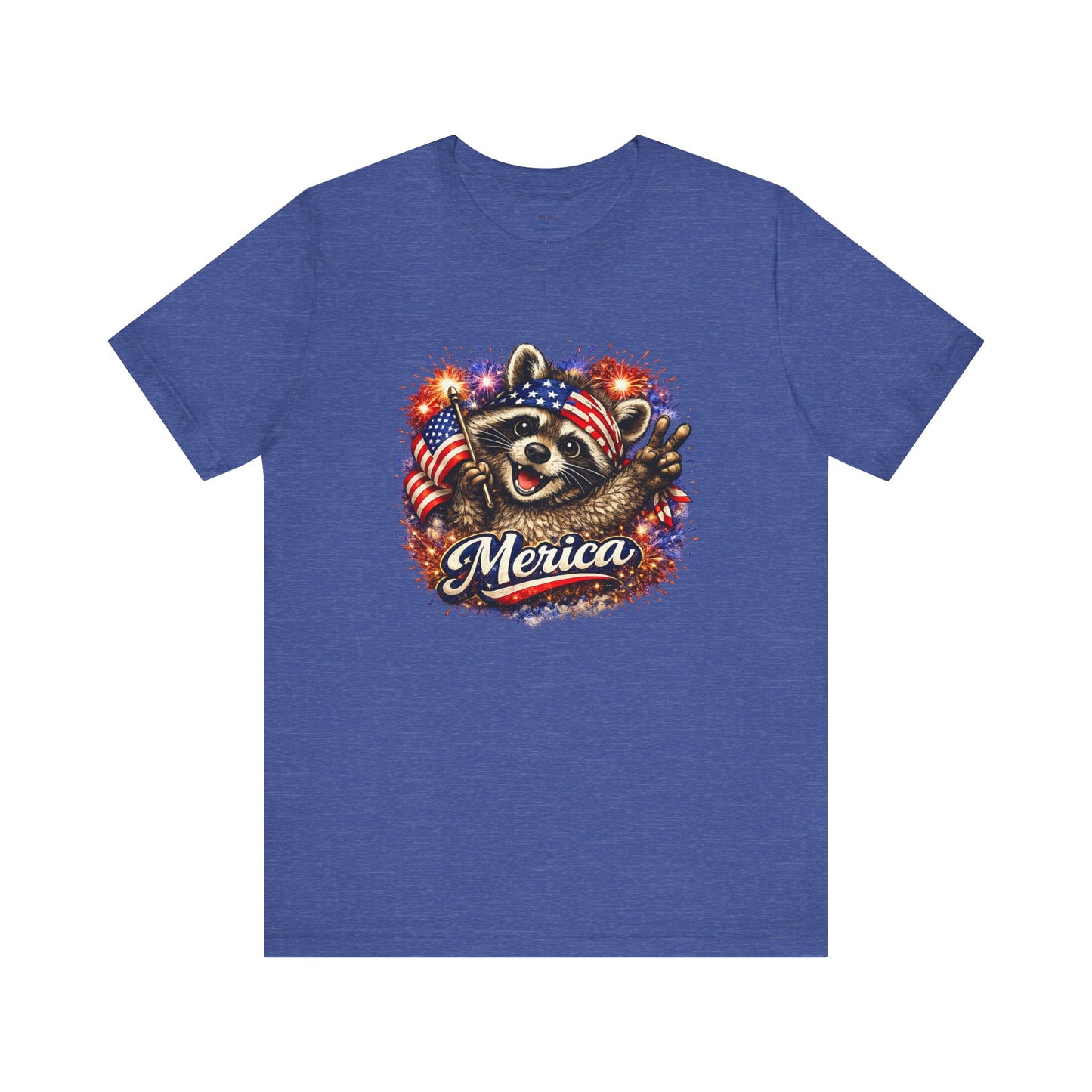 Patriot Raccoon 250th Anniversary T-Shirt — 4th of July Fireworks Flag Tee