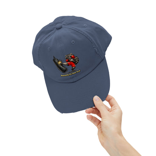 Inner Feral Distressed Cap — Raccoon Mom/Dad Funny Dad Hat