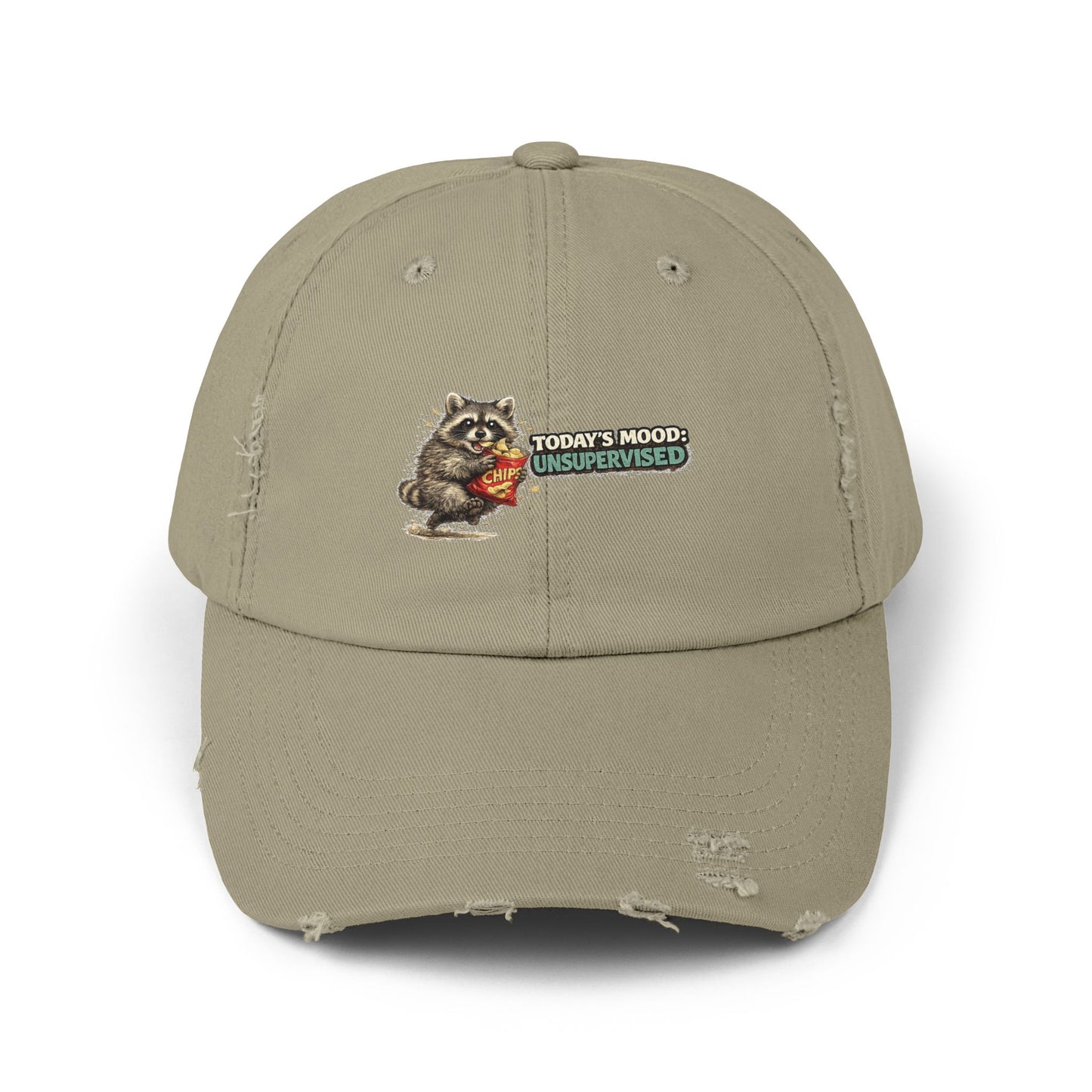 Today's Mood Distressed Cap — Raccoon Mom/Dad Funny Dad Hat