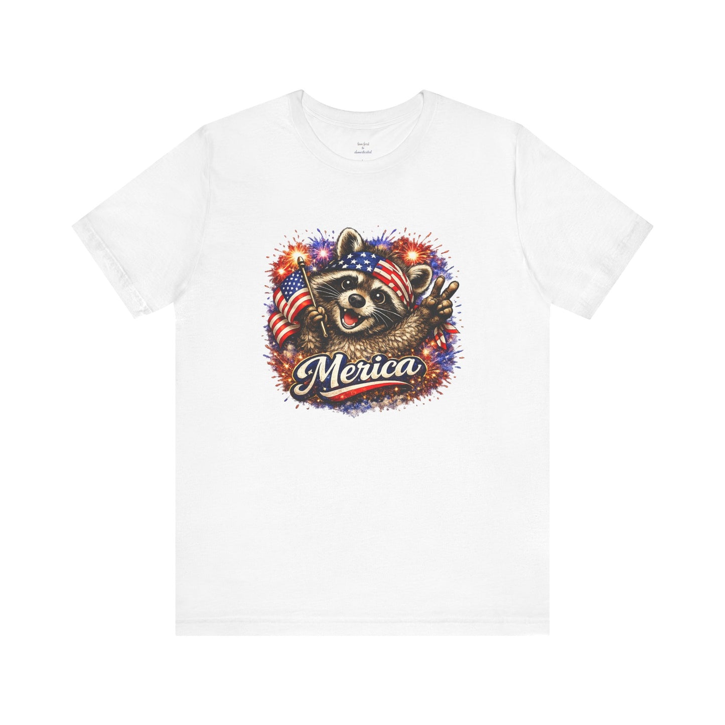 Patriot Raccoon 250th Anniversary T-Shirt — 4th of July Fireworks Flag Tee