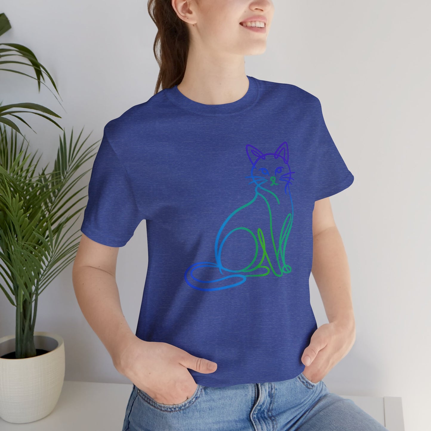 Colorful Line-Work Sitting Cat T-Shirt
