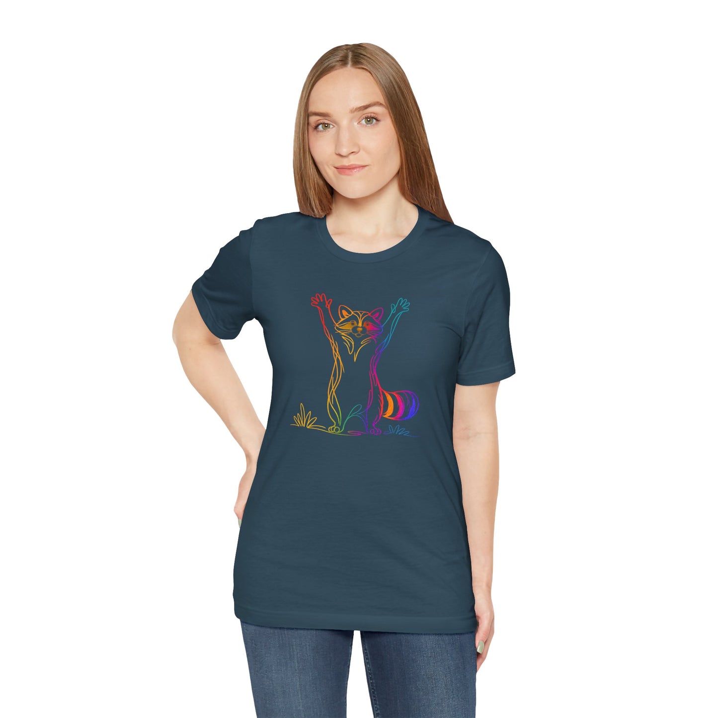 Raccoon Tee — Minimal Line Raccoon Scenic Graphic T-Shirt