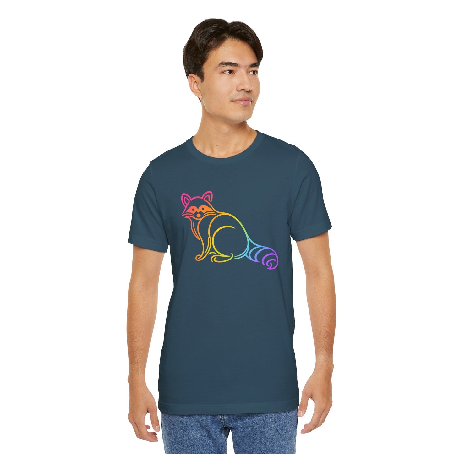 Rascal Raccoon Tee — Minimal Line Raccoon Scenic Graphic T-Shirt