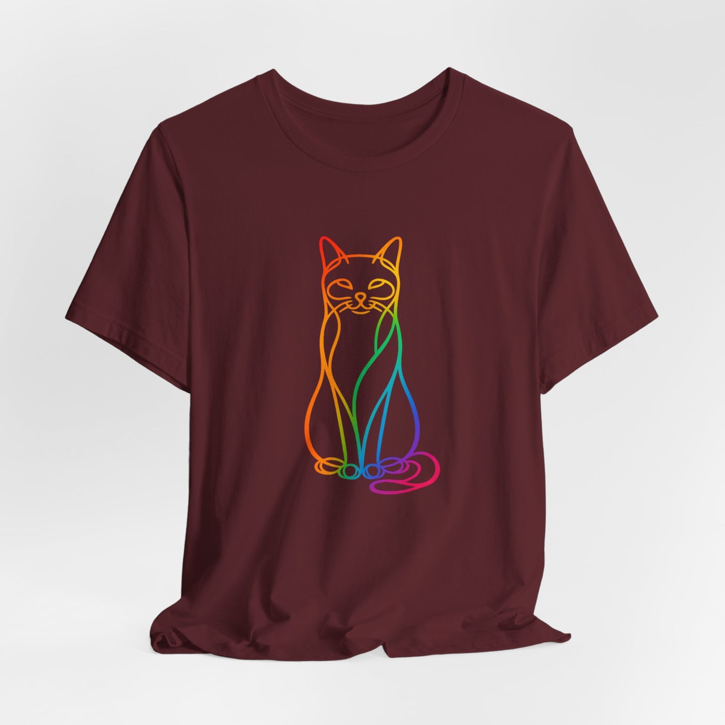 Colorful Line-Work Sitting Cat T-Shirt