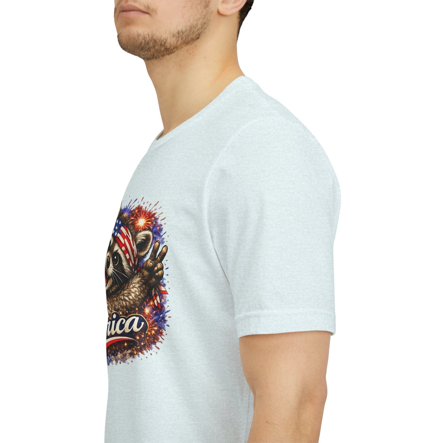 Patriot Raccoon 250th Anniversary T-Shirt — 4th of July Fireworks Flag Tee