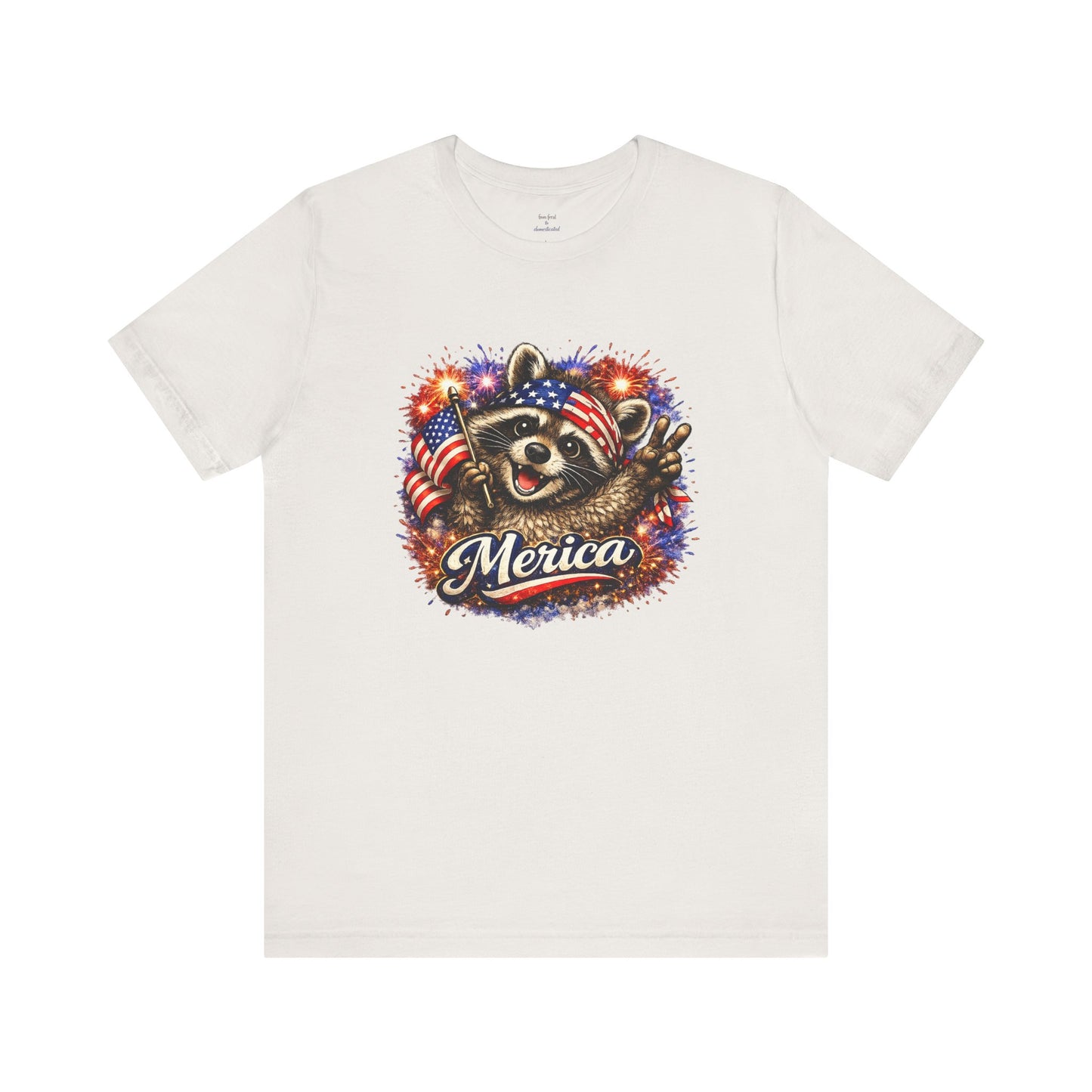 Patriot Raccoon 250th Anniversary T-Shirt — 4th of July Fireworks Flag Tee
