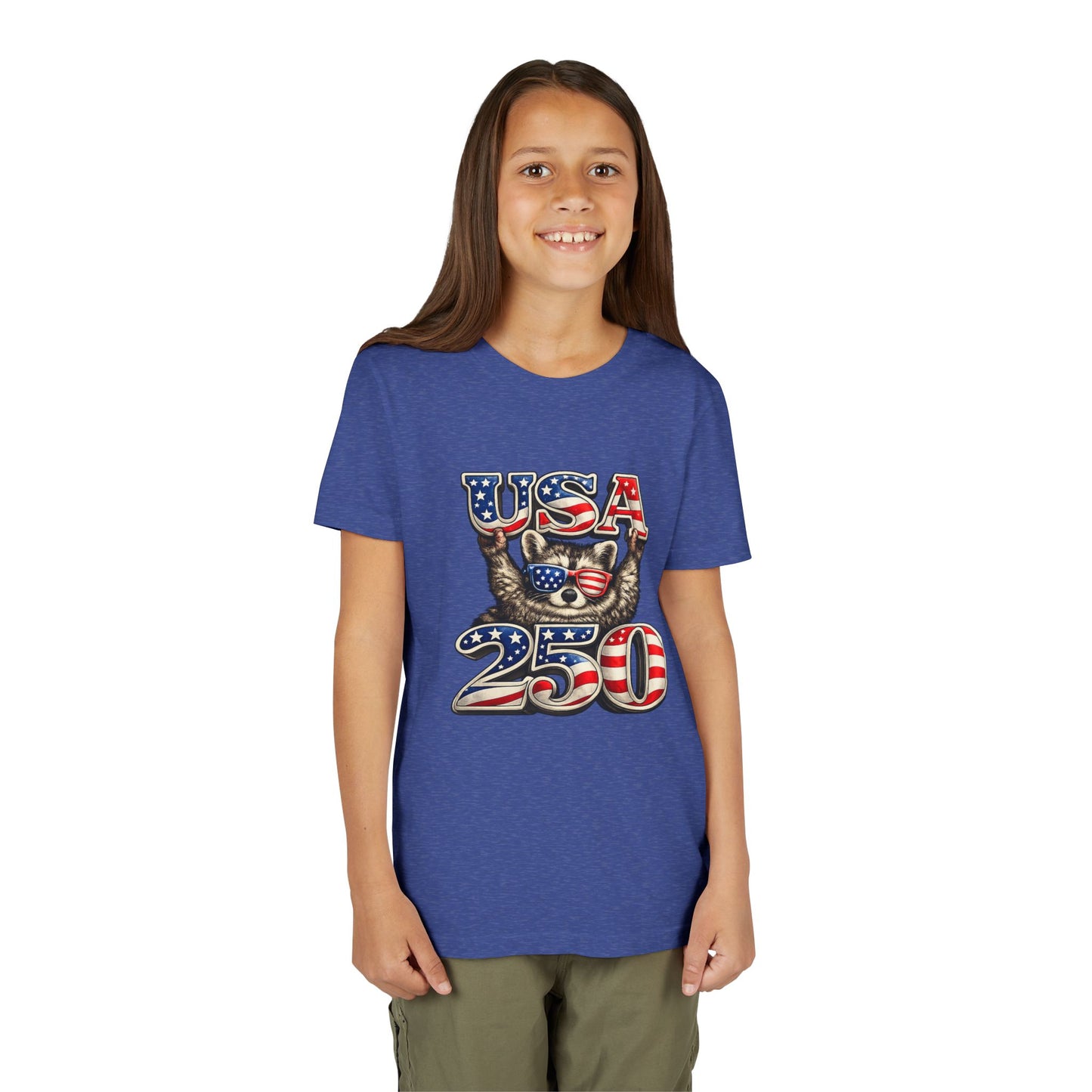 Patriotic Raccoon Youth Tee — Raccoon with USA 250