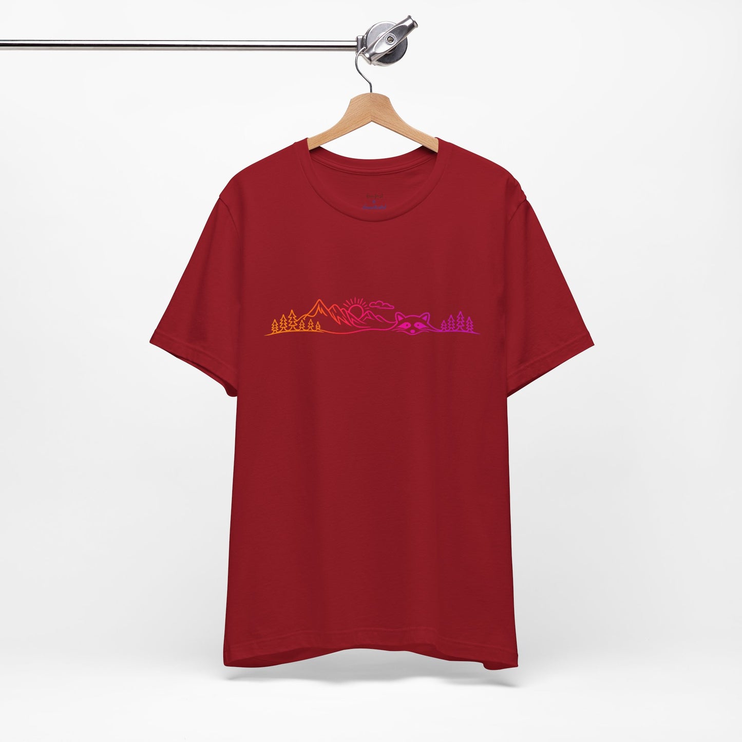 Raccoon Tee — Minimal Line Raccoon Scenic Graphic T-Shirt