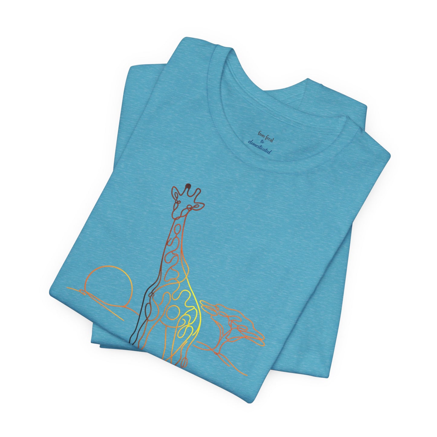 Giraffe Sunset Tee — Minimal Line Art Safari T-Shirt