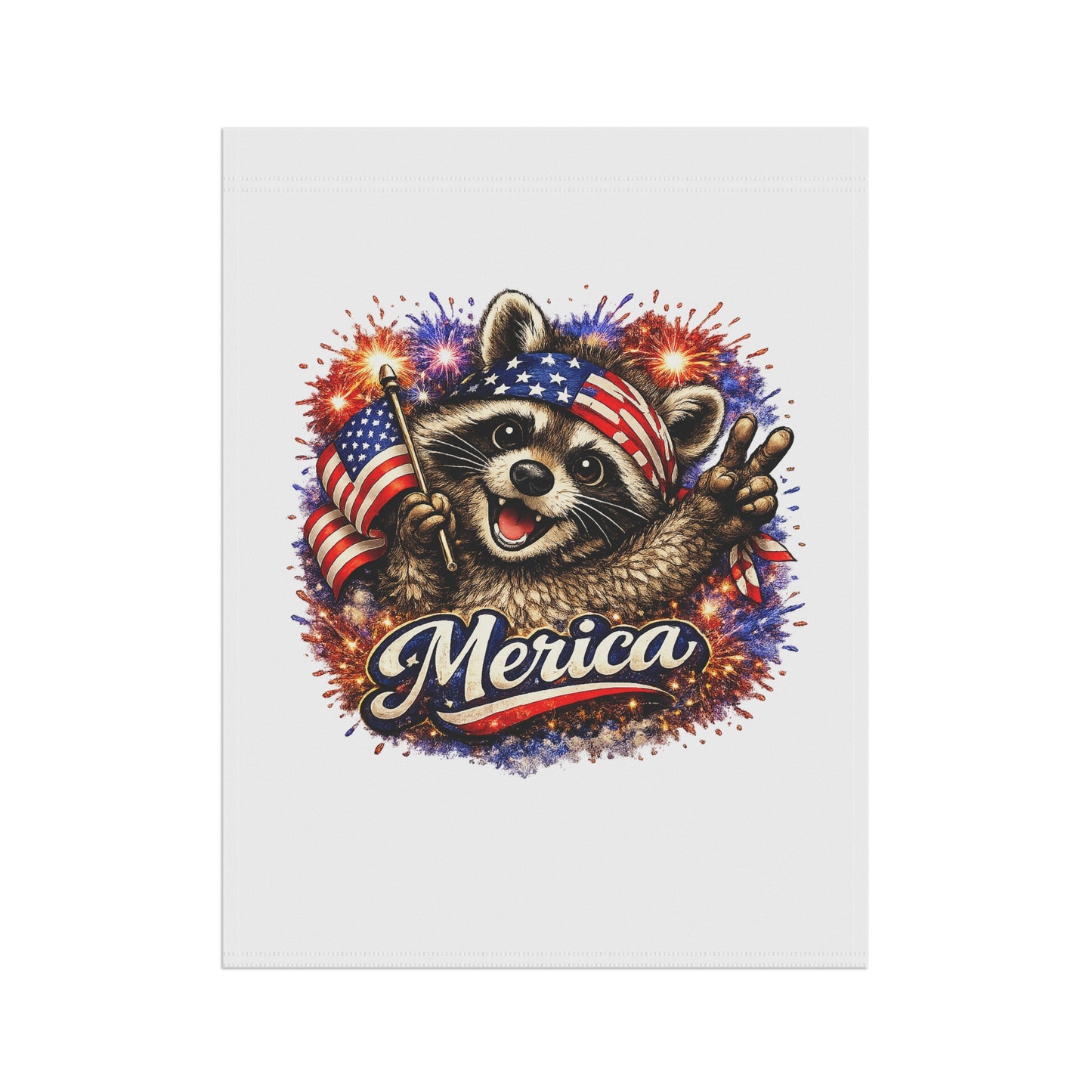 Patriotic Raccoon 250 Garden Flag — 4th of July House Banner