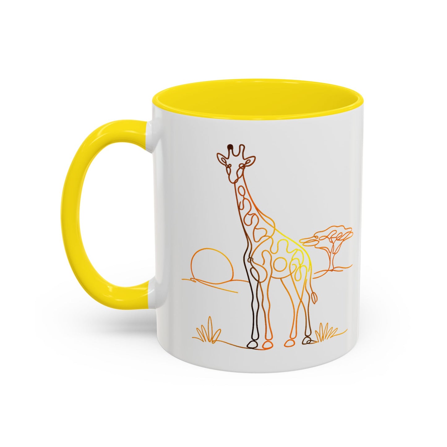 Safari Sunrise Coffee Mug — Minimal Line Giraffe Design (11/15oz)