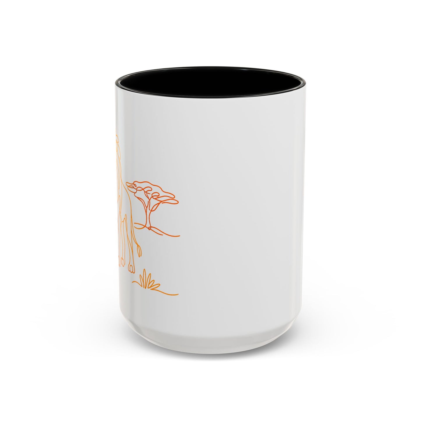 Safari Sunrise Coffee Mug — Minimal Line Lion Design (11/15oz)