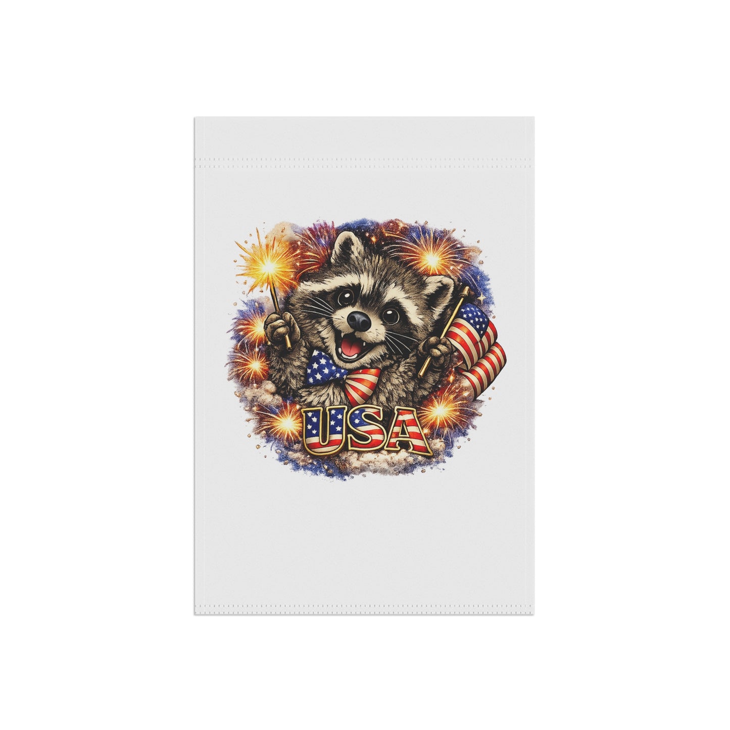 Patriotic Raccoon 250 Garden Flag — 4th of July House Banner