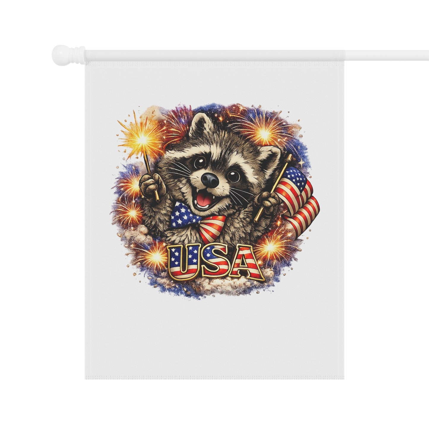Patriotic Raccoon 250 Garden Flag — 4th of July House Banner