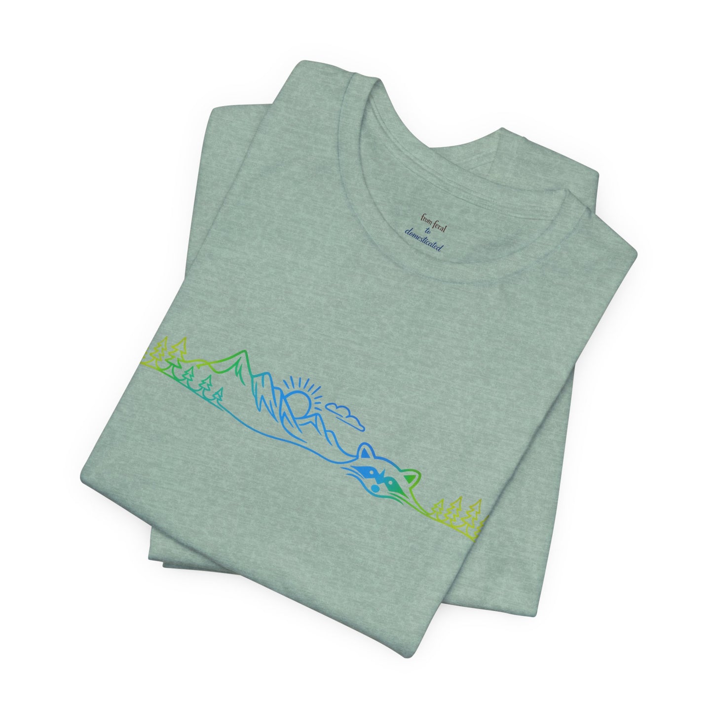 Raccoon Tee — Minimal Line Raccoon Scenic Graphic T-Shirt