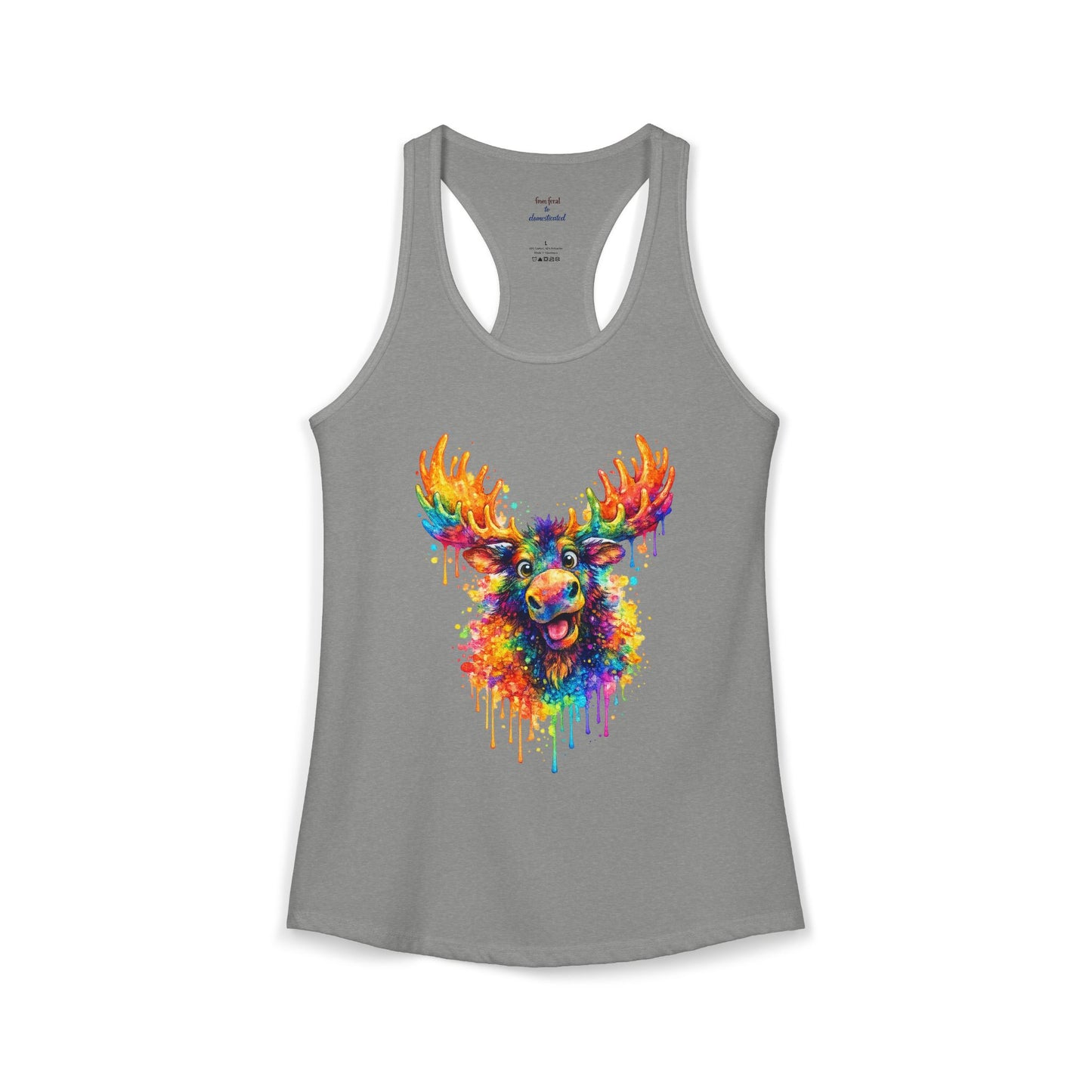 Watercolor Wildlife Moose Racerback Tank