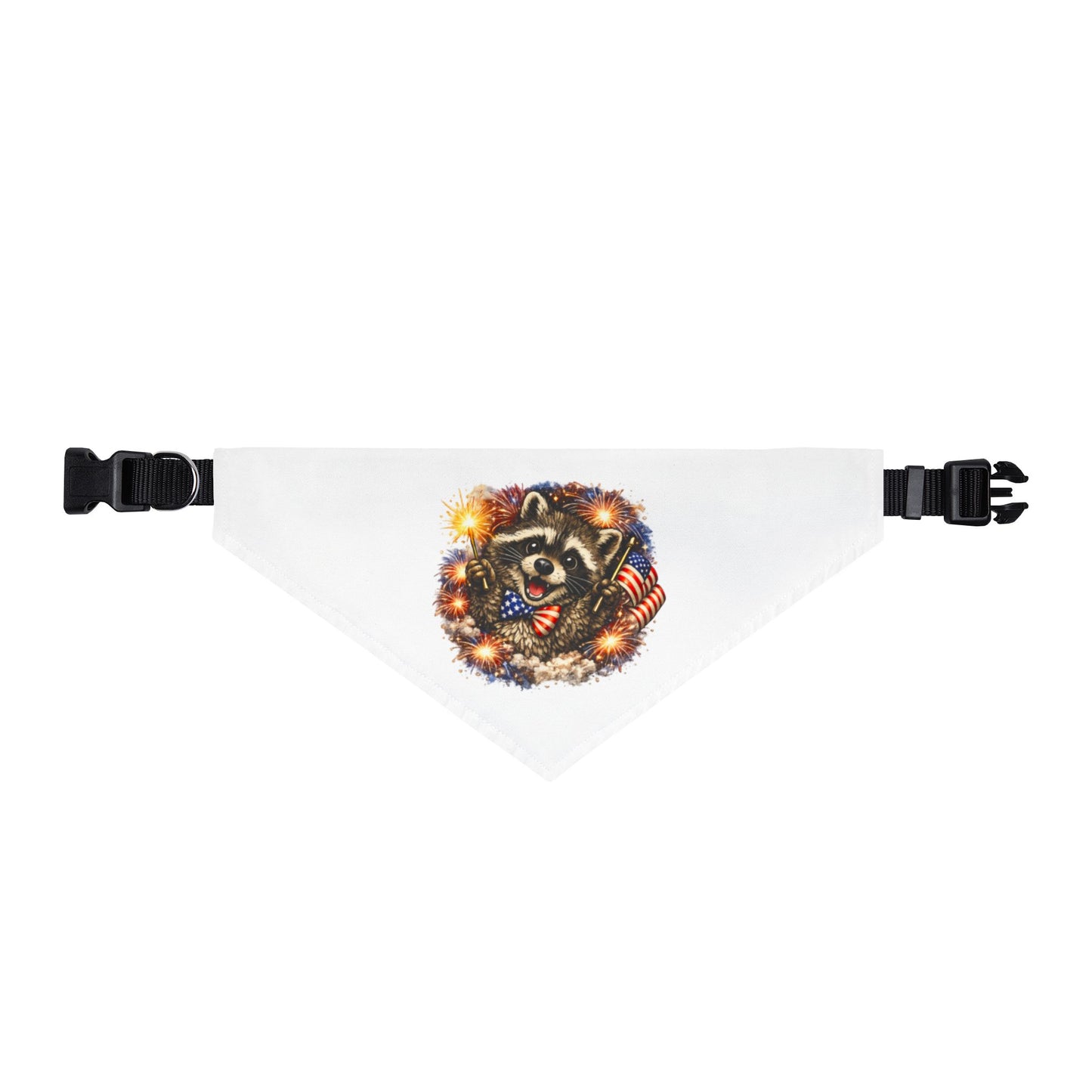 Patriotic Raccoon Clip-On Pet Bandana — Adorable 4th of July Dog & Cat Accessory