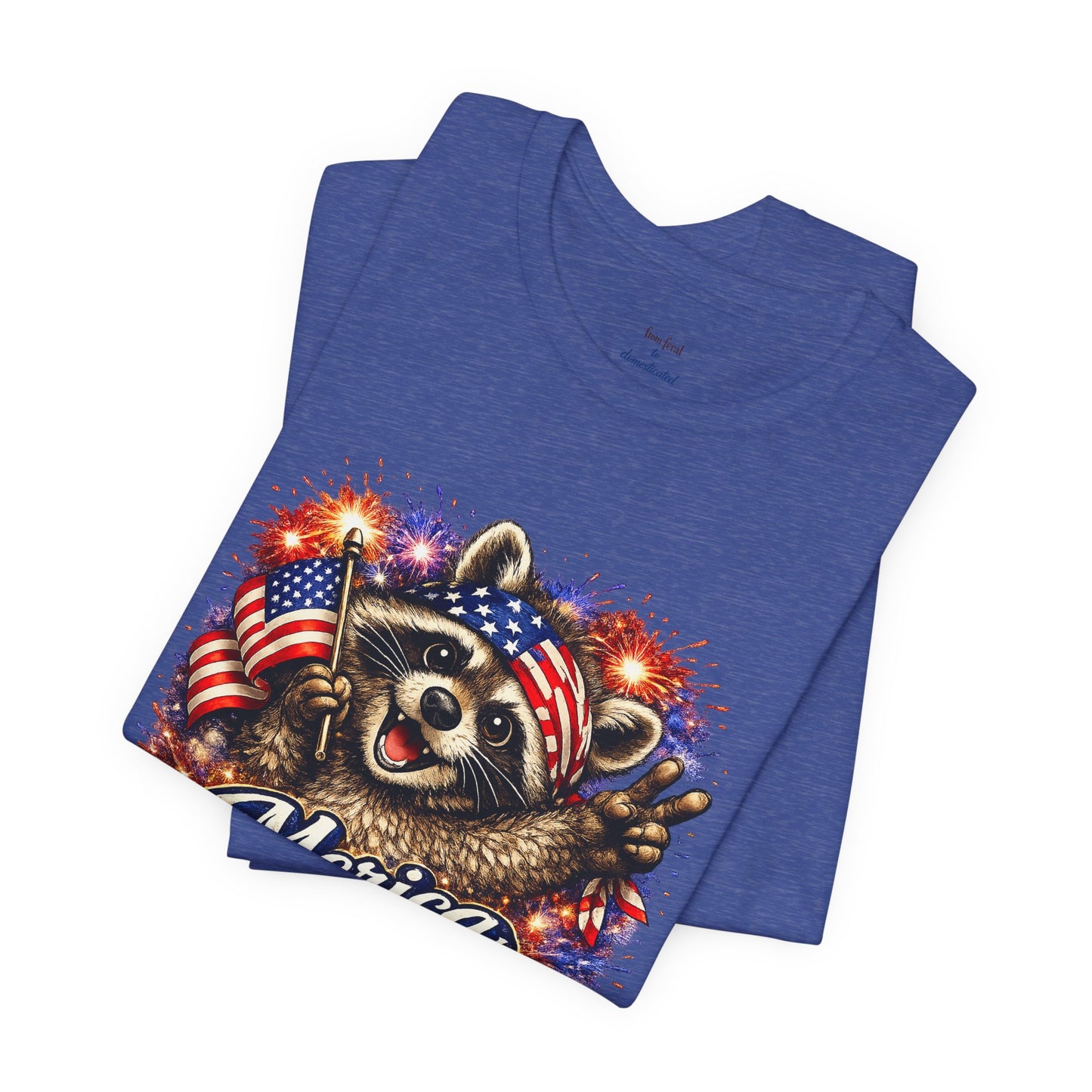 Patriot Raccoon 250th Anniversary T-Shirt — 4th of July Fireworks Flag Tee