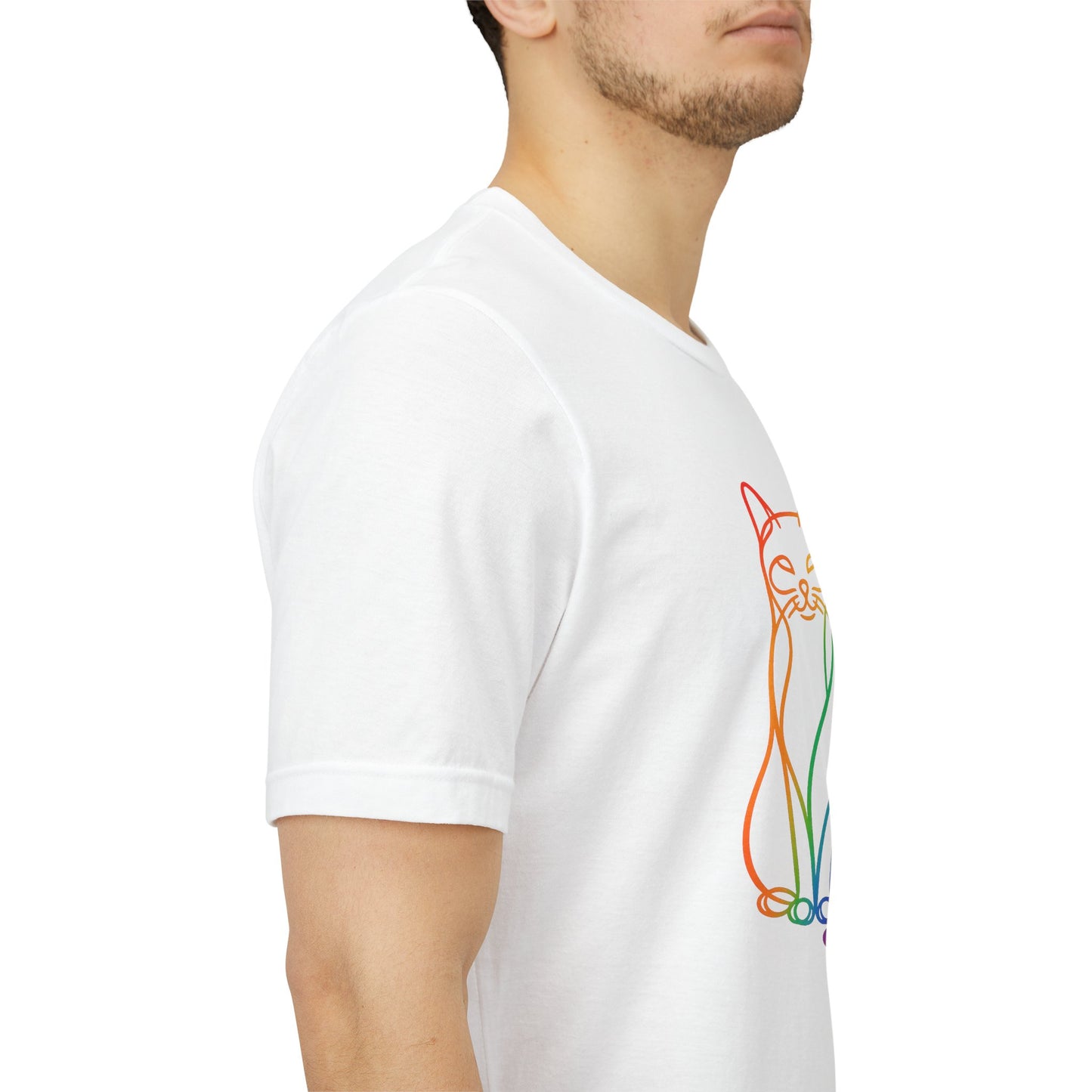 Colorful Line-Work Sitting Cat T-Shirt