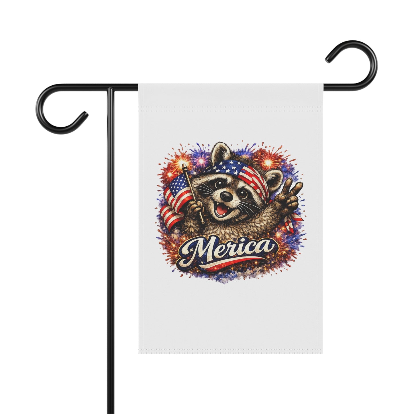 Patriotic Raccoon 250 Garden Flag — 4th of July House Banner