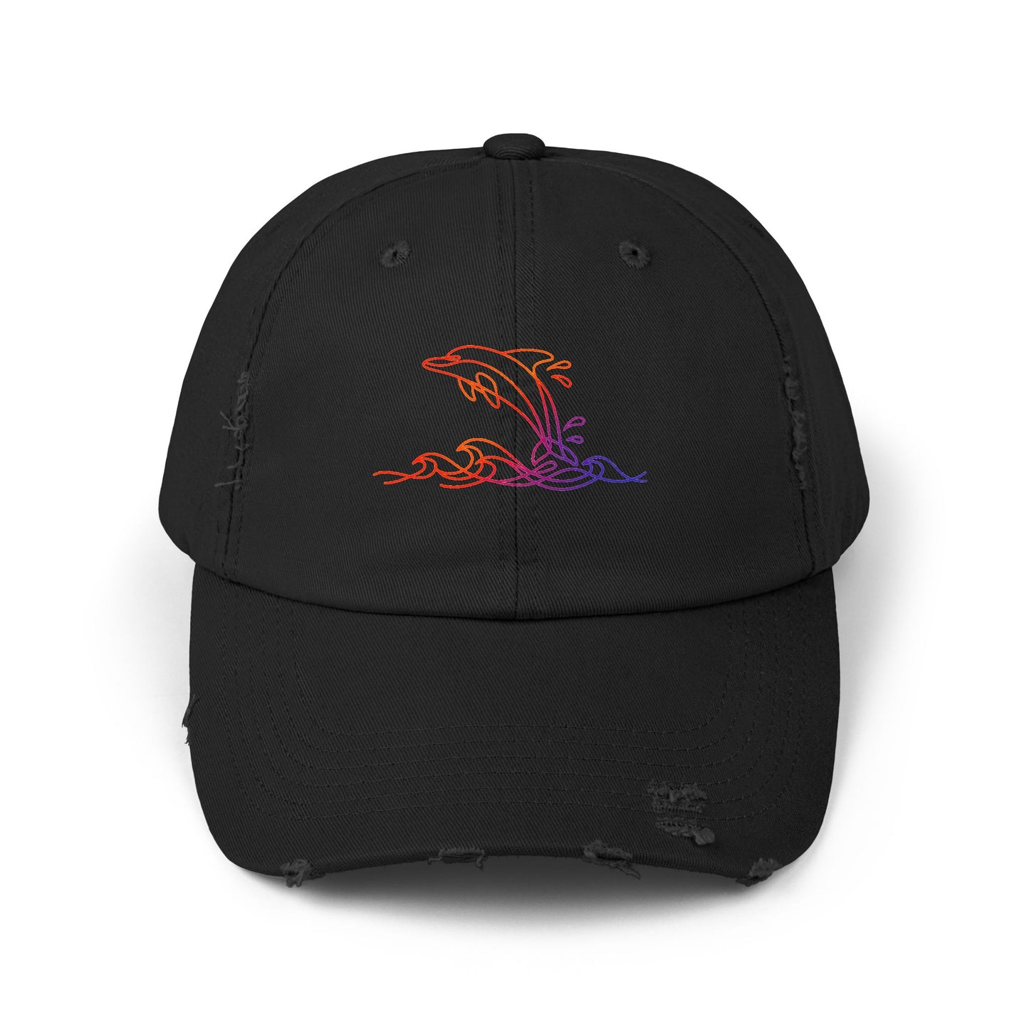 Sunset Splashing Dolphin | Distressed Cap