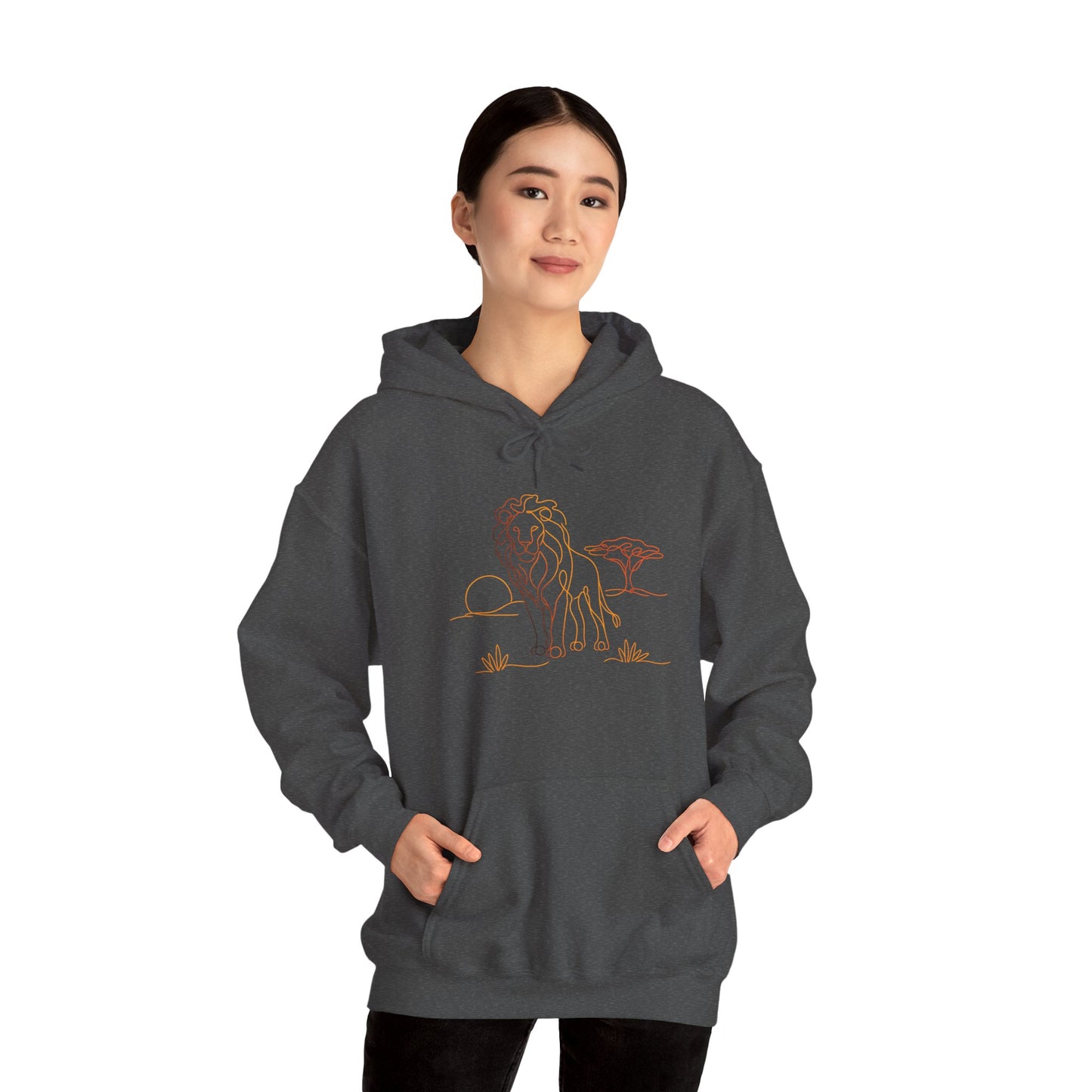 Lion Line Art Hoodie — Minimal Safari Sweatshirt