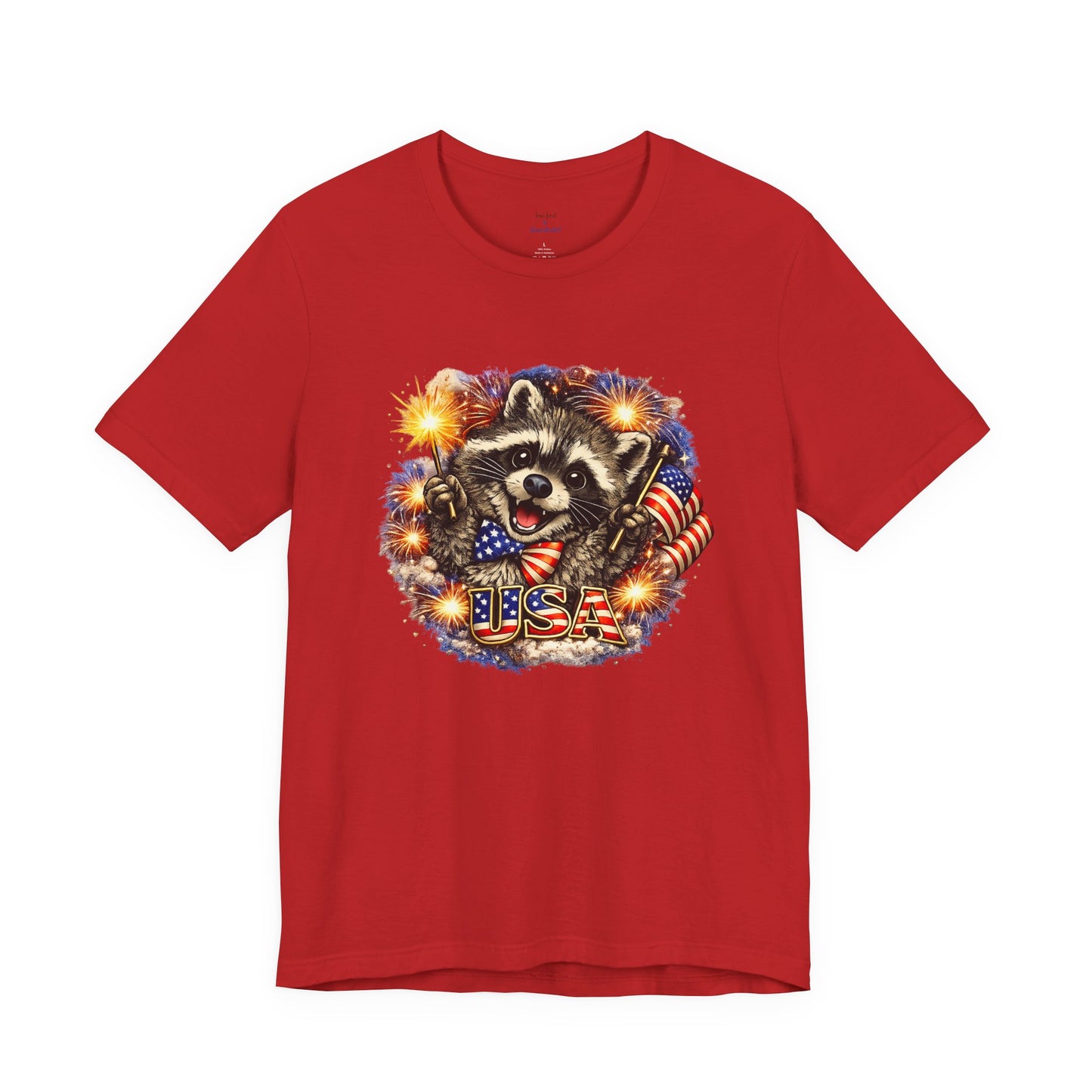 Patriot Raccoon 250th Anniversary T-Shirt — 4th of July Fireworks Flag Tee