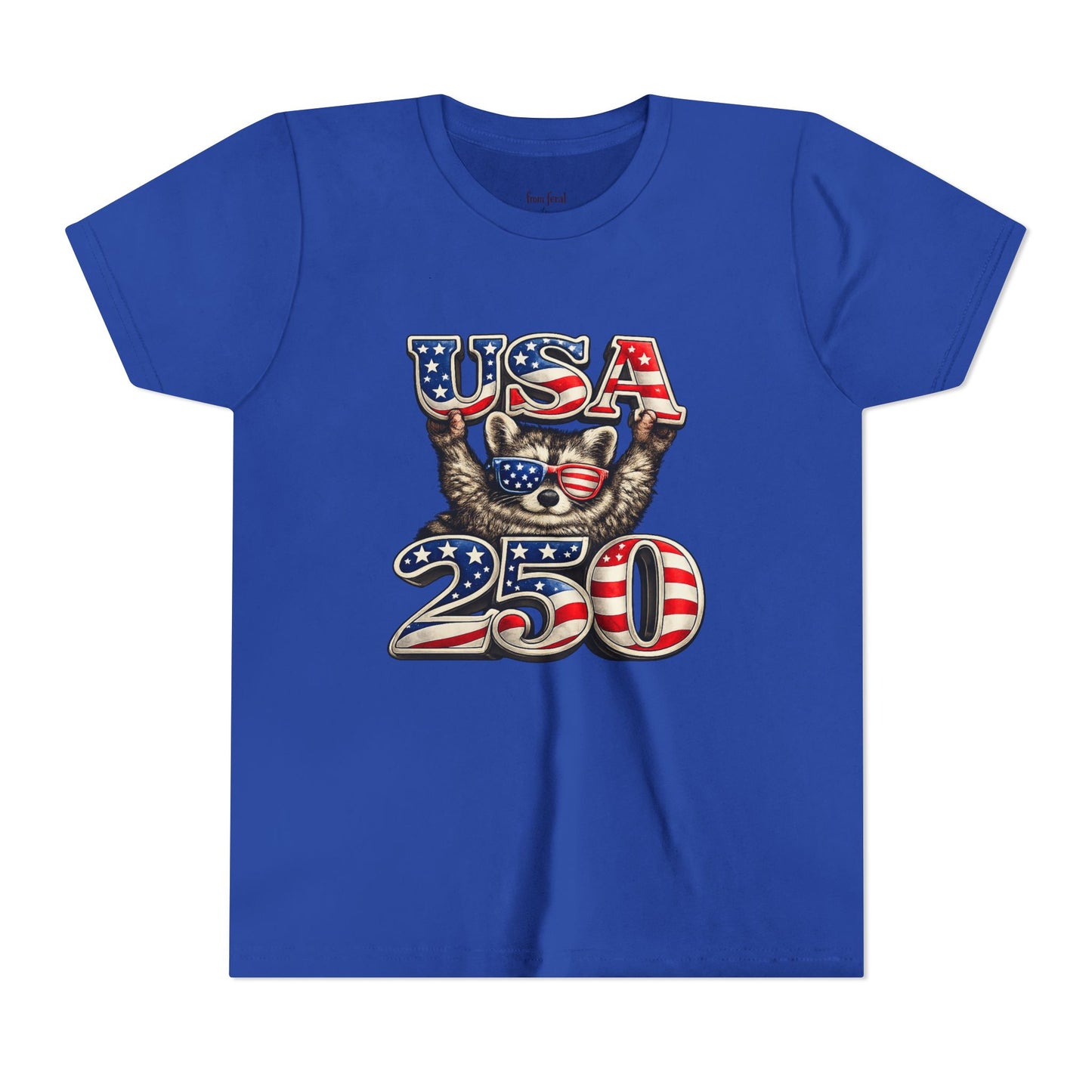 Patriotic Raccoon Youth Tee — Raccoon with USA 250