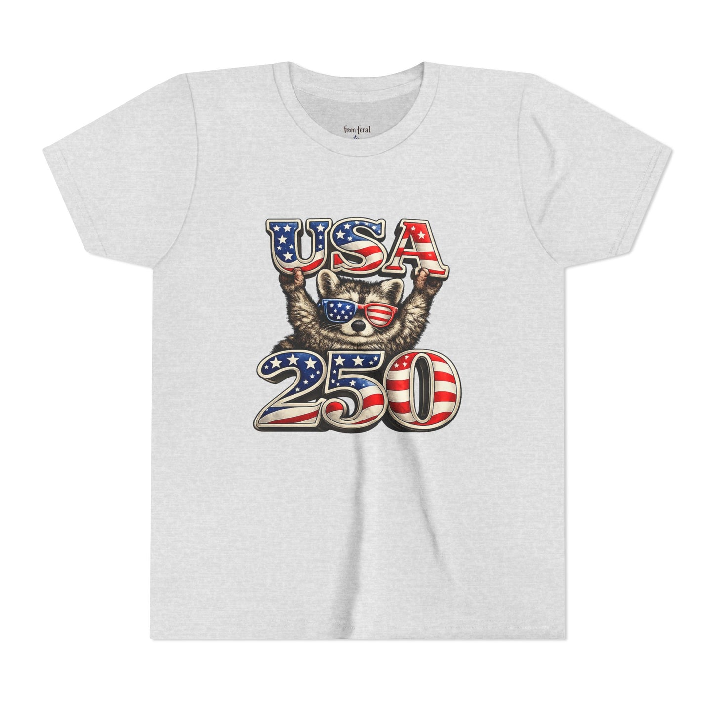 Patriotic Raccoon Youth Tee — Raccoon with USA 250