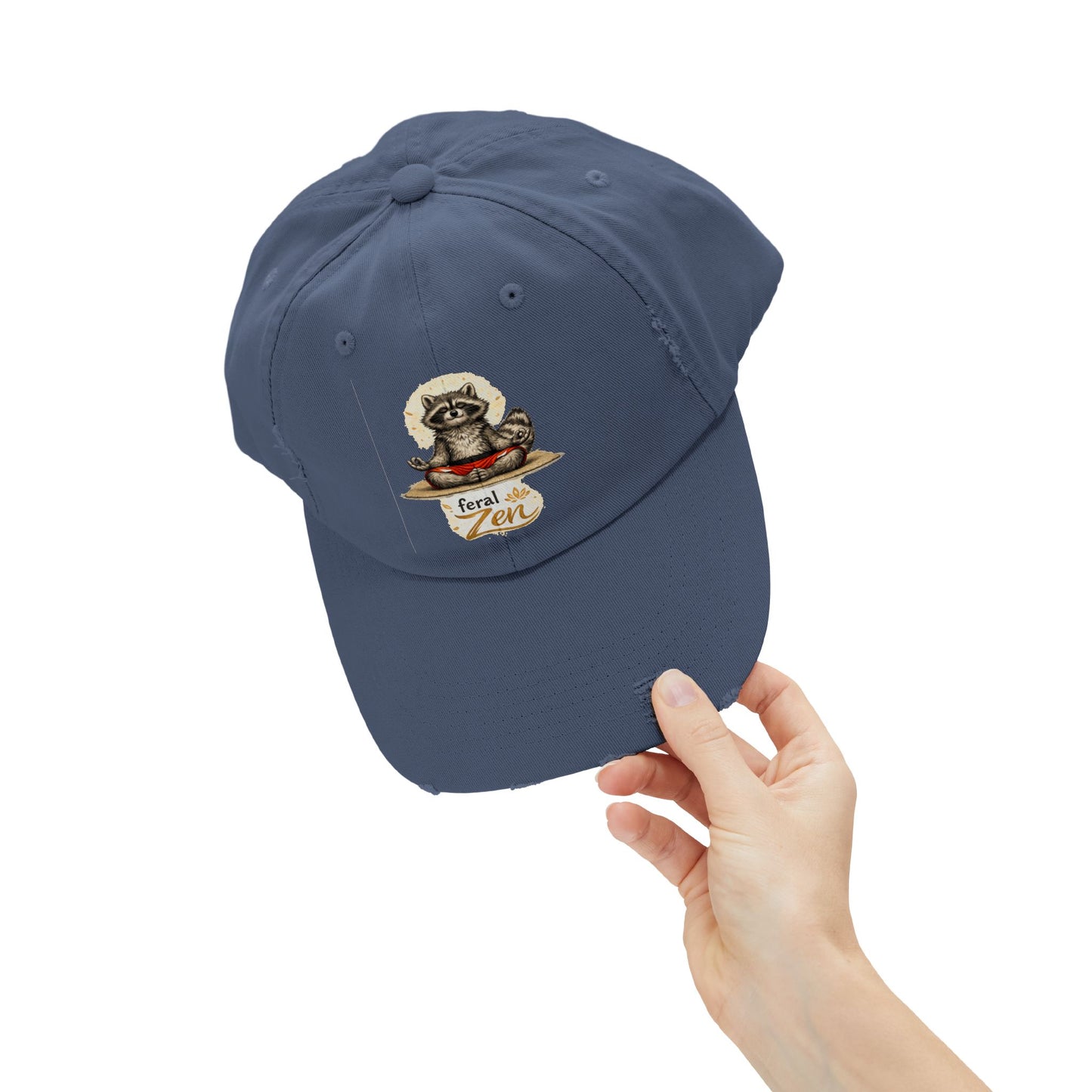 Feral Zen Distressed Cap — Raccoon Mom/Dad Funny Dad Hat