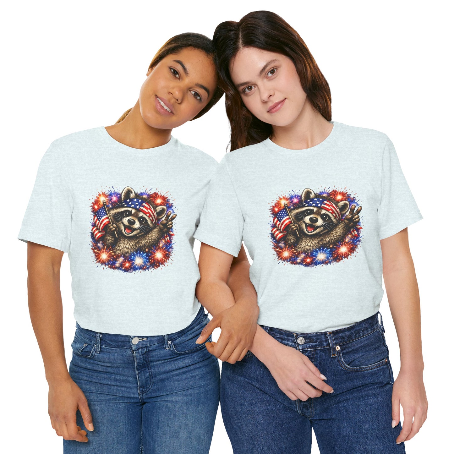 Patriot Raccoon 250th Anniversary T-Shirt — 4th of July Fireworks Flag Tee