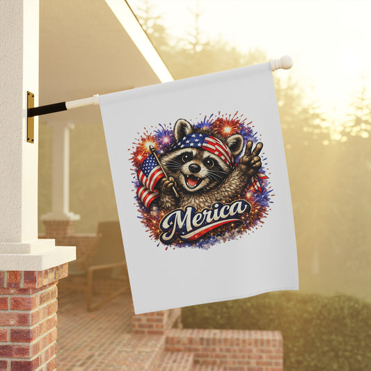 Patriotic Raccoon 250 Garden Flag — 4th of July House Banner