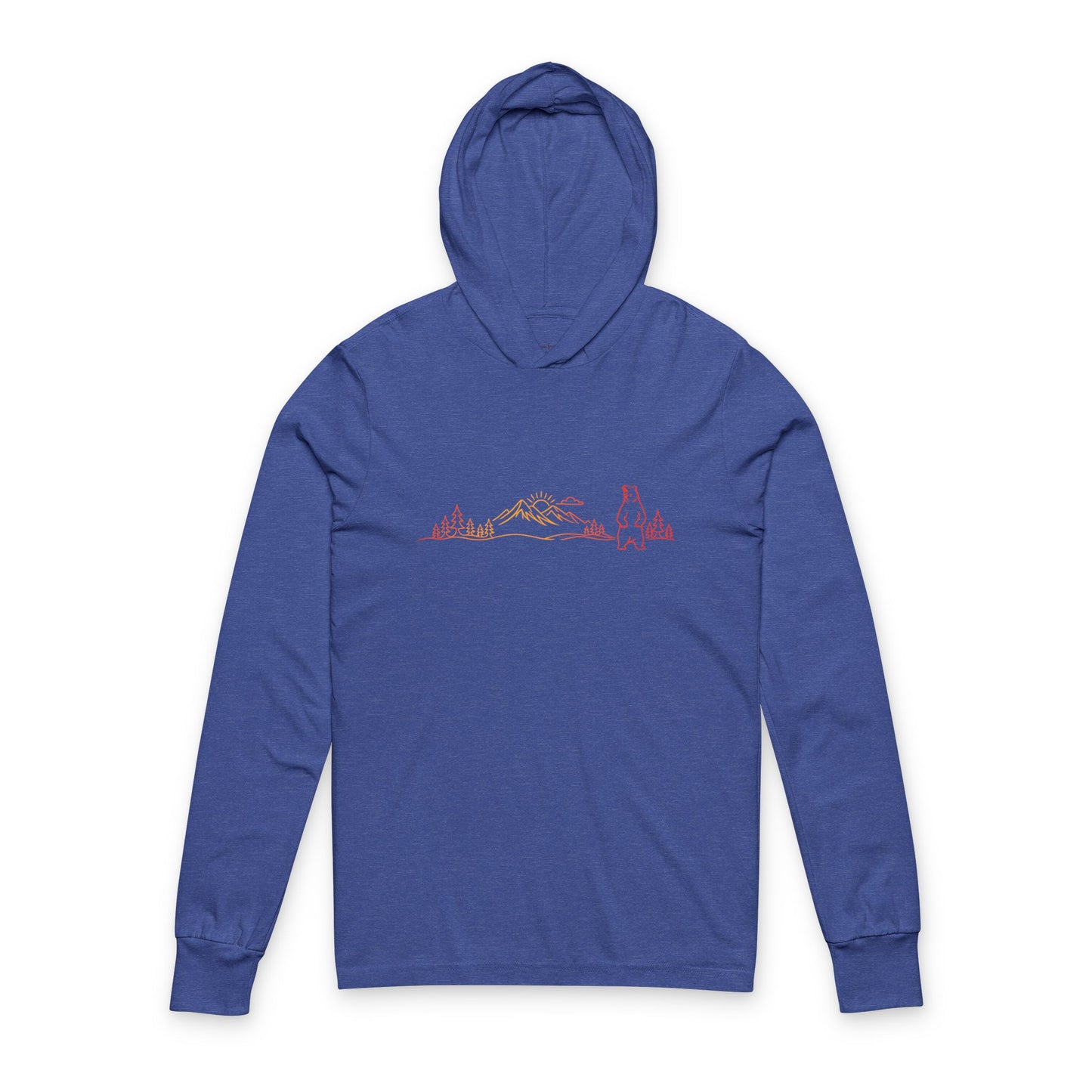 Continuous Line Art Standing Bear Hooded Long Sleeve Tee
