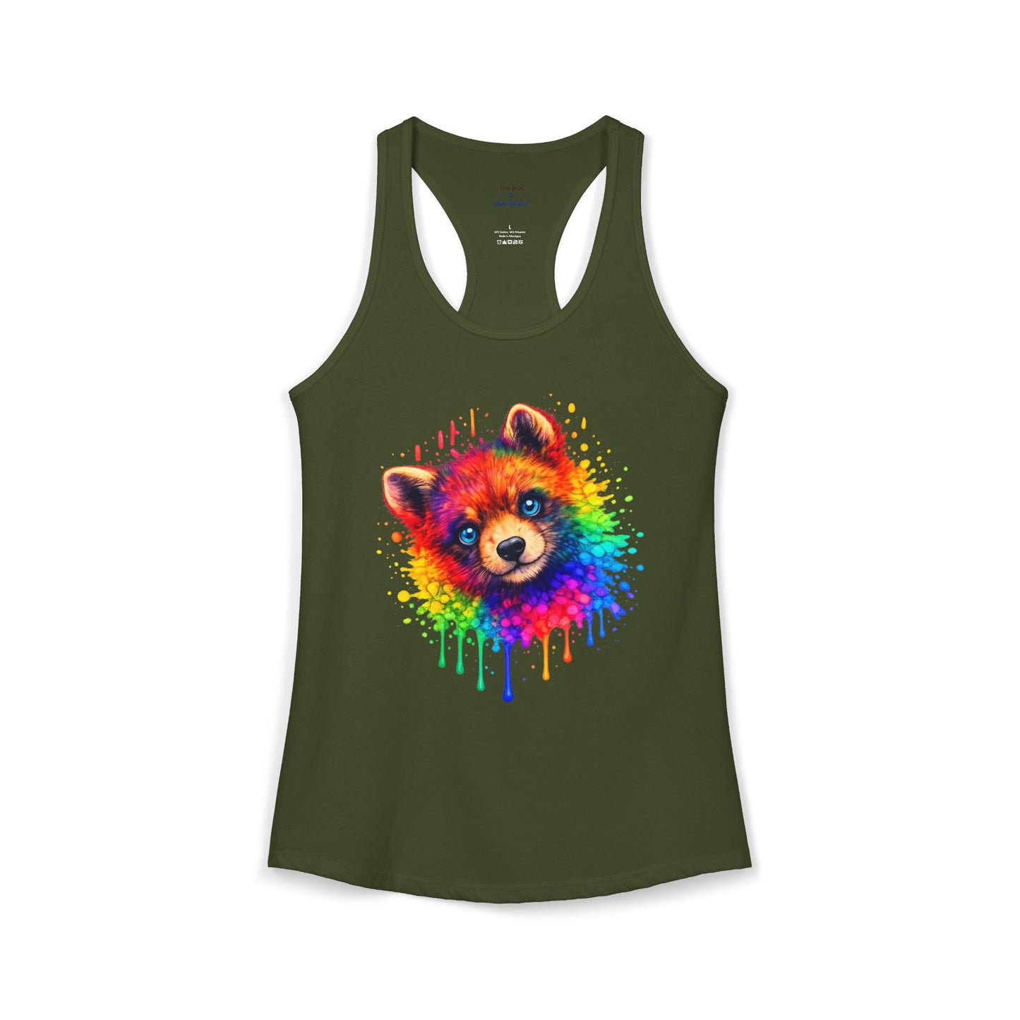 Watercolor Wildlife Bear Cub Racerback Tank