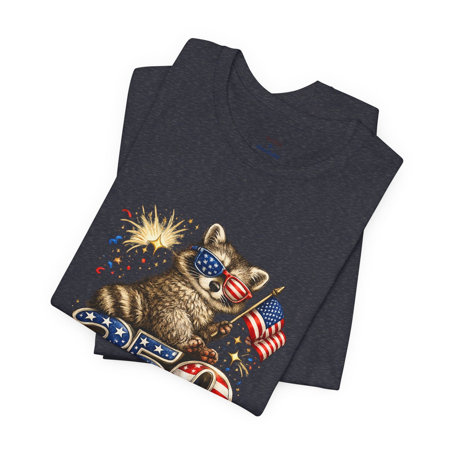 Patriot Raccoon 250th Anniversary T-Shirt — 4th of July Fireworks Flag Tee