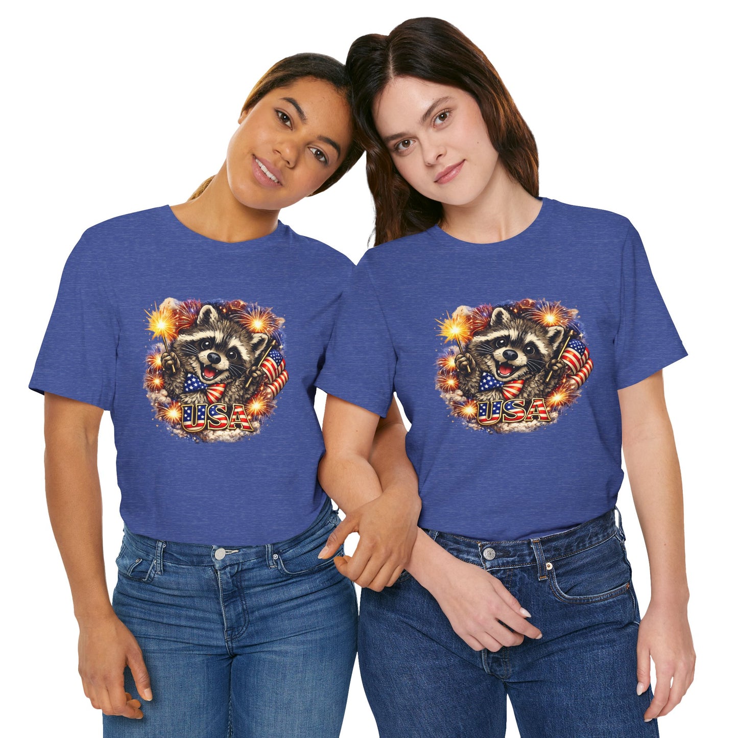 Patriot Raccoon 250th Anniversary T-Shirt — 4th of July Fireworks Flag Tee