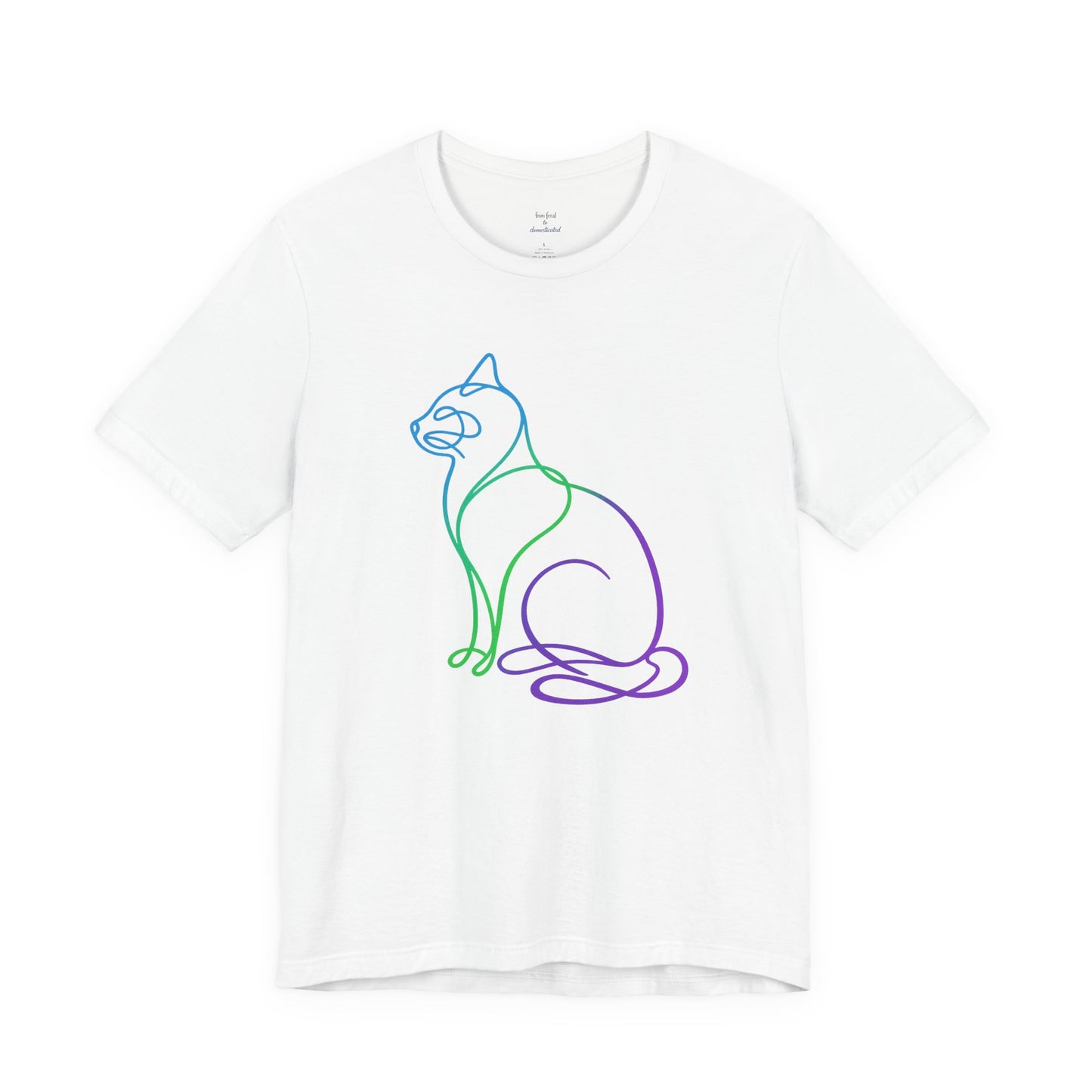 Colorful Line | Work Sitting Cat T-Shirt