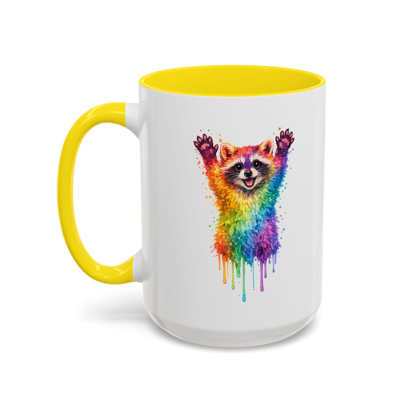 Cheerful Watercolor Raccoon Accent Coffee Mug