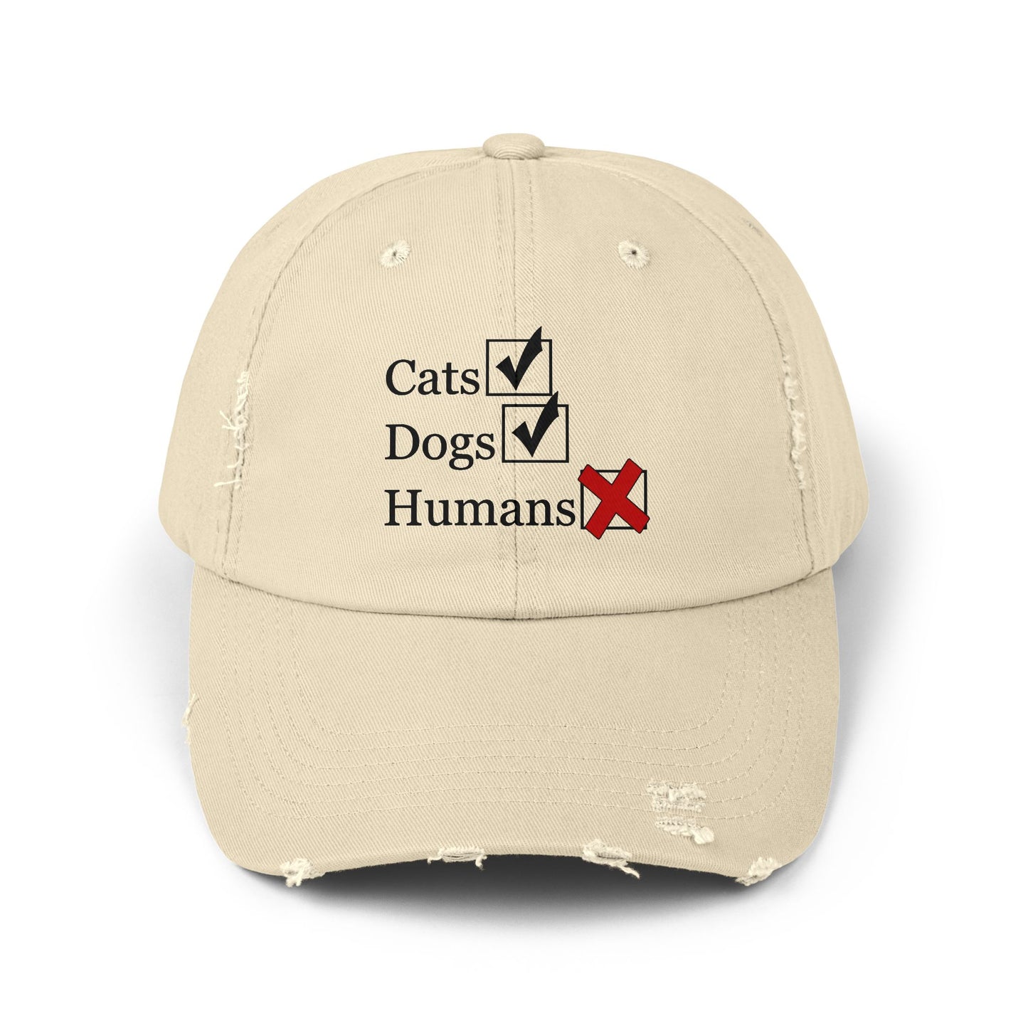 "No Humans" Distressed Cap —  Funny Truth Hat